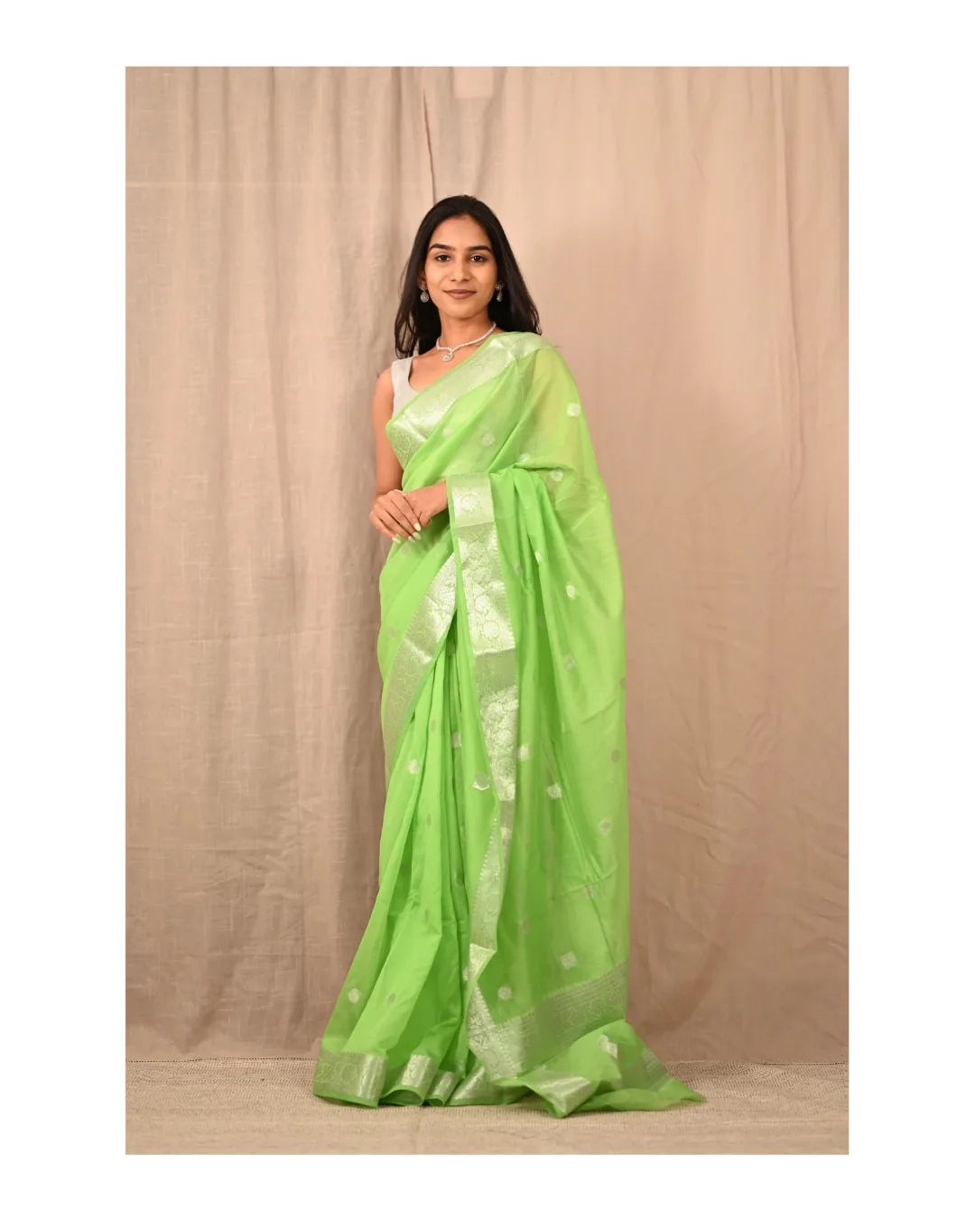 Banarasi Khaddi Georgette Silk Silver Zari Saree