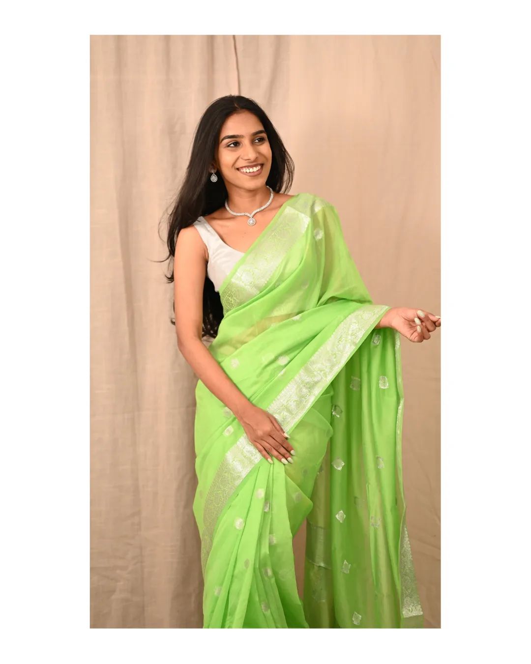 Banarasi Khaddi Georgette Silk Silver Zari Saree
