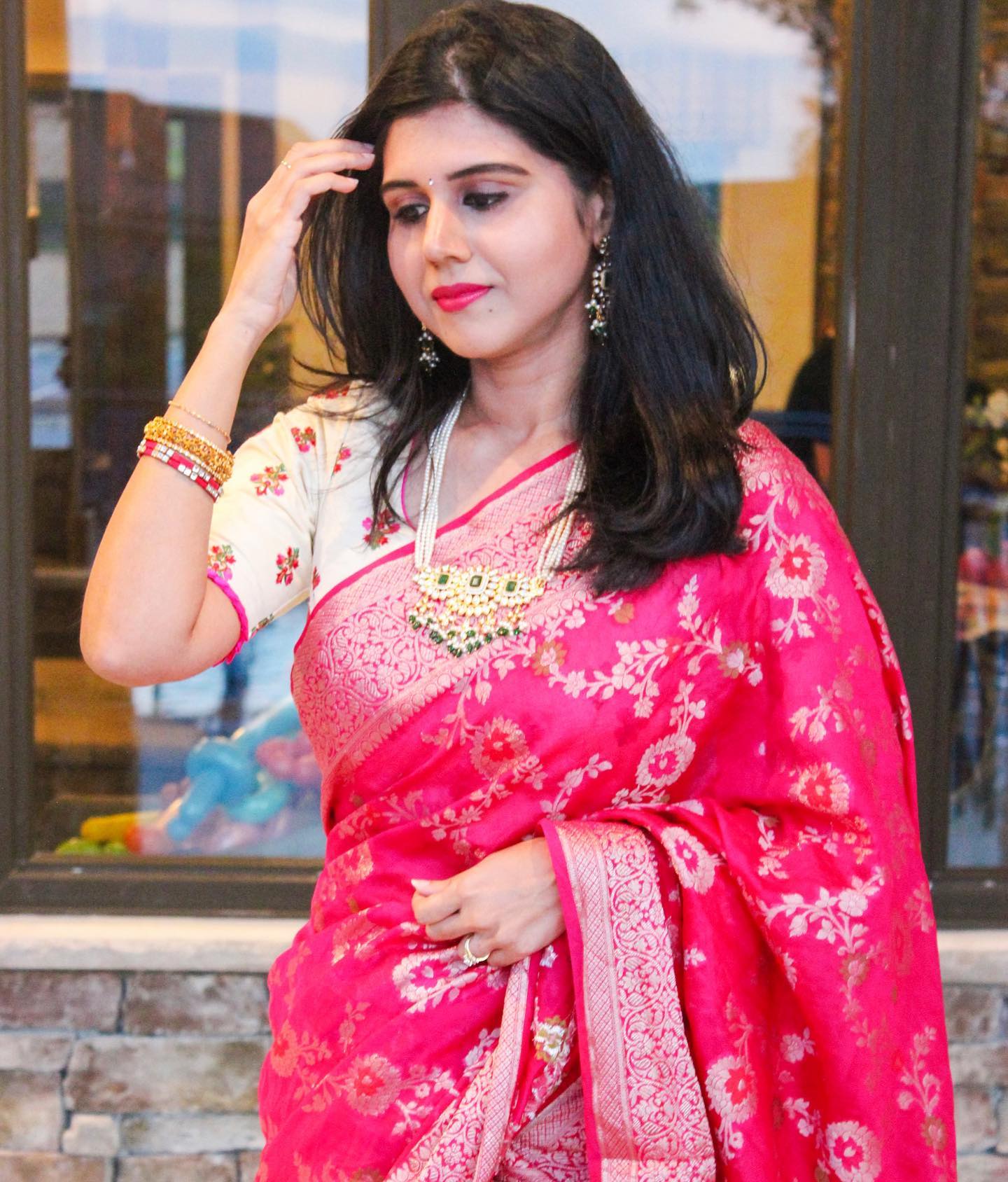 Banarasi Khaddi Georgette Soft Silk Tilfi Meenakari Weaving Saree