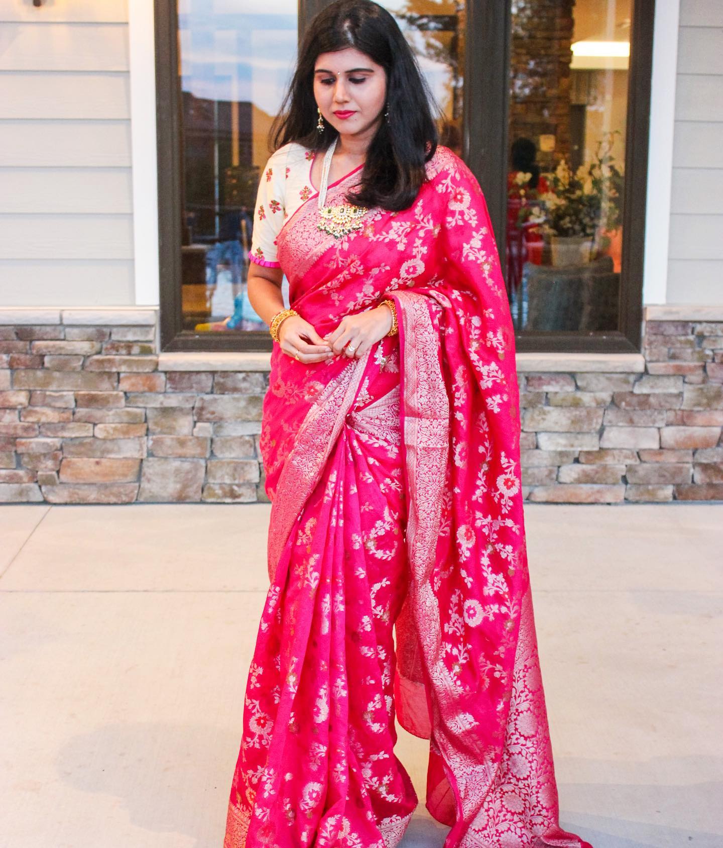 Banarasi Khaddi Georgette Soft Silk Tilfi Meenakari Weaving Saree