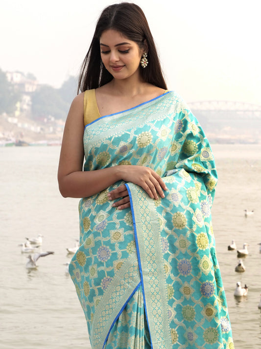 Banarasi Handloom Pure Moonga Silk Brush Dye Saree