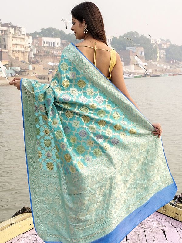 Banarasi Handloom Pure Moonga Silk Brush Dye Saree