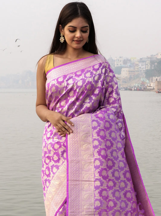 Banarasi Handloom Pure Moonga Silk Brush Dye Saree