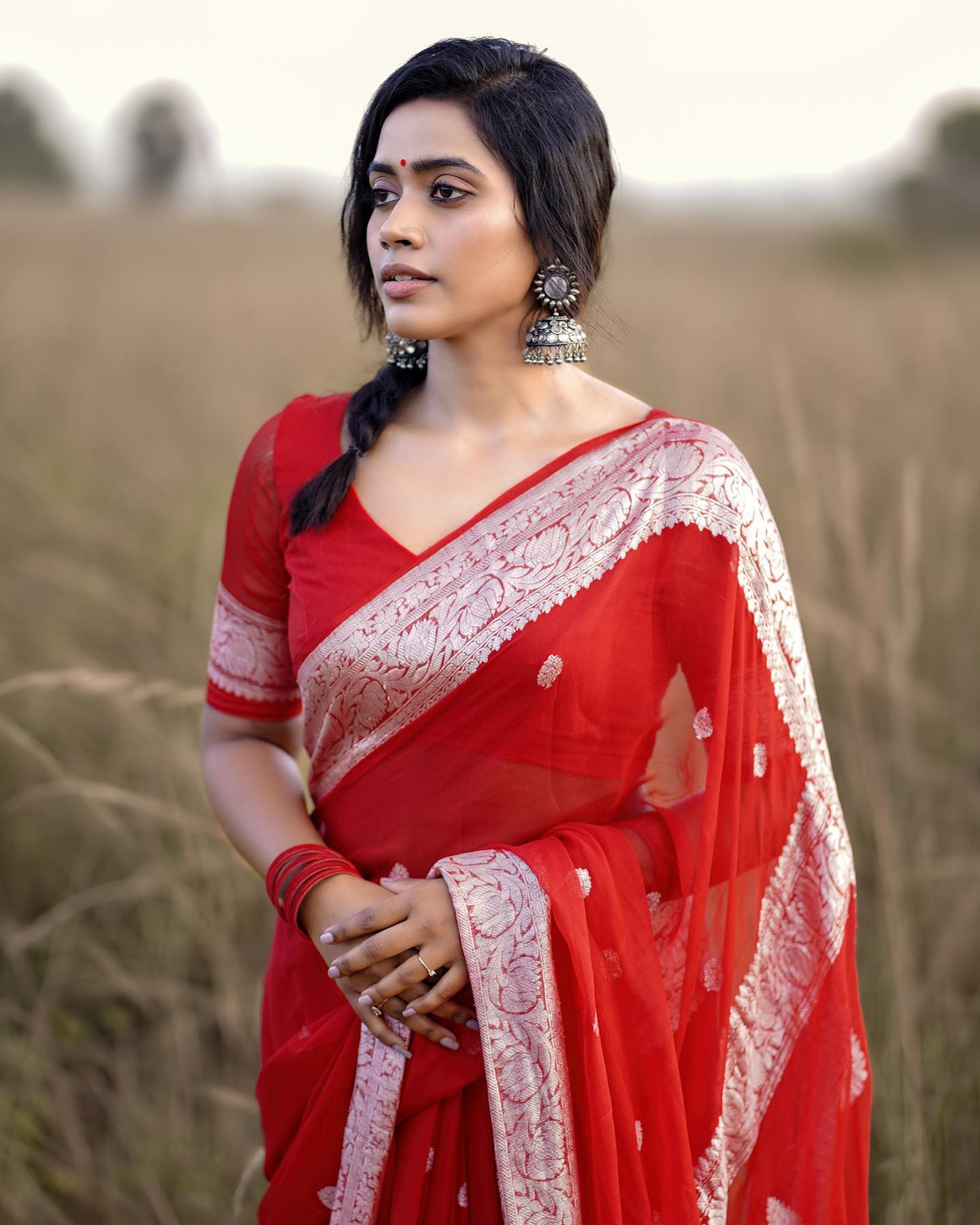 Banarasi Khaddi Georgette Pure Silk Kaduwa Weaving Silver Zari Saree