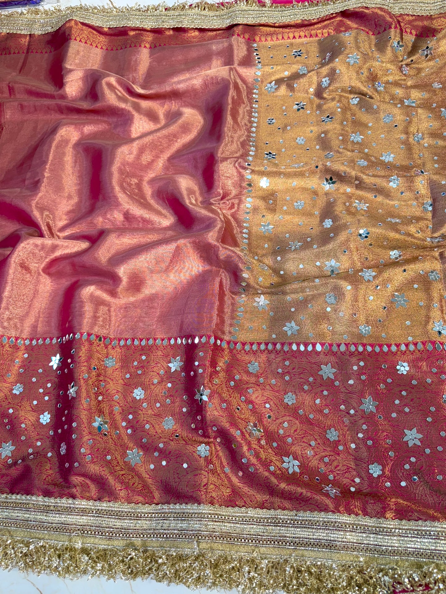 Banarasi Mirror Work Tissue Silk Saree