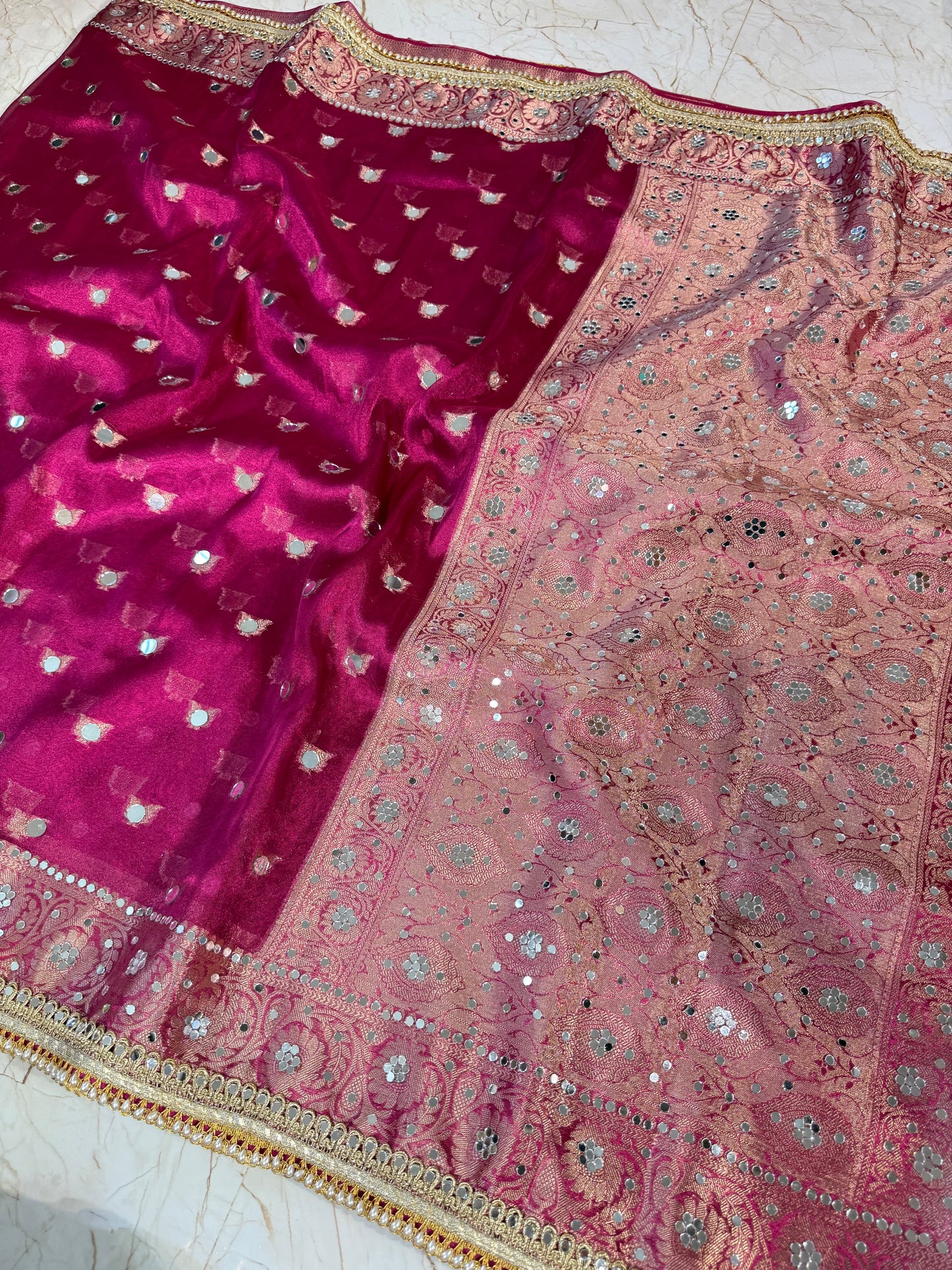 Banarasi Mirror Work Tissue Silk Saree