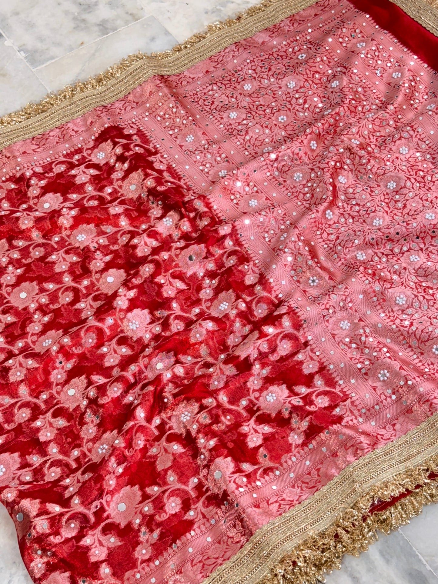 Banarasi Mirror Work Tissue Silk Saree
