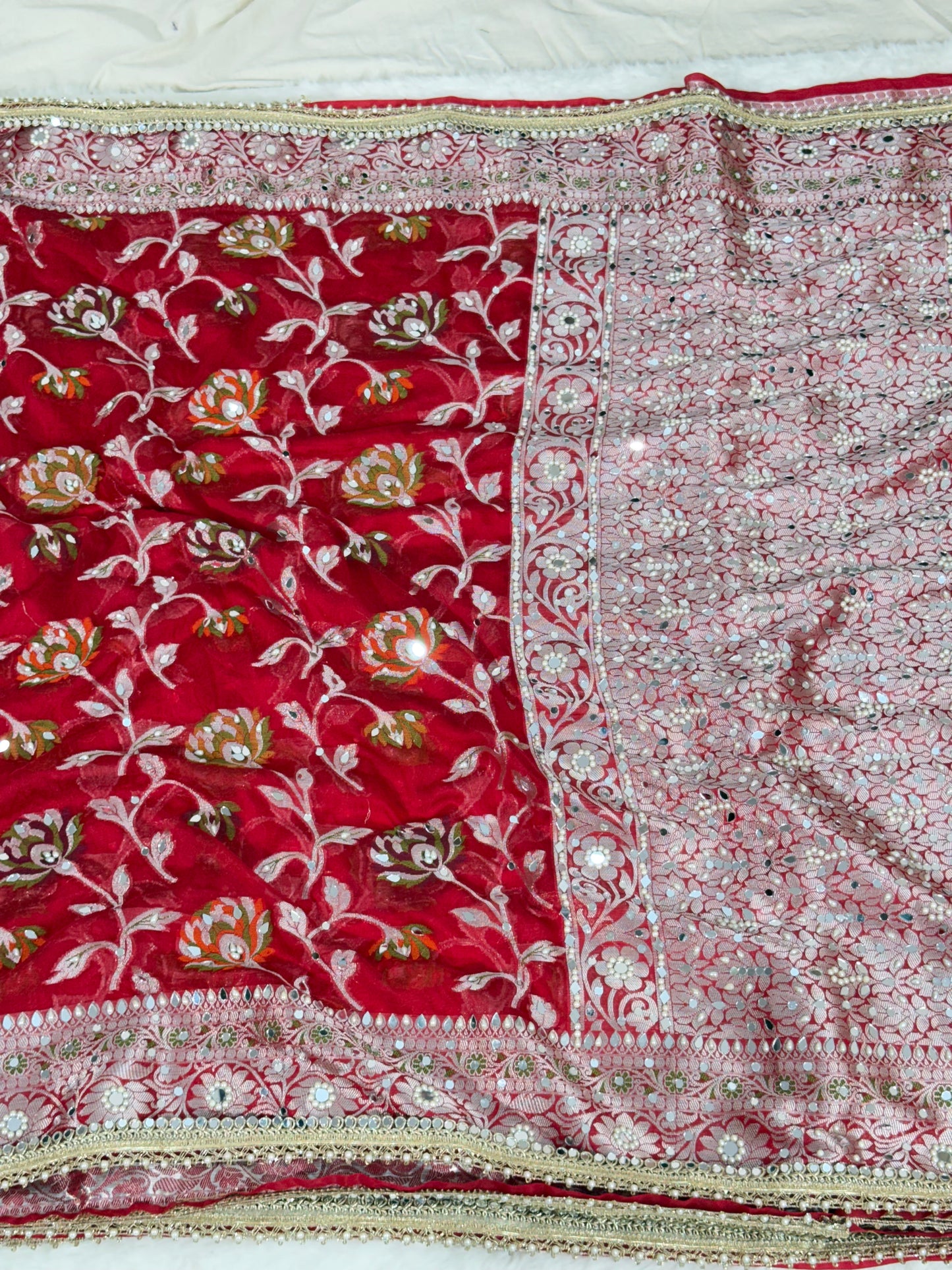 Banarasi Mirror Work Georgette Silk Saree