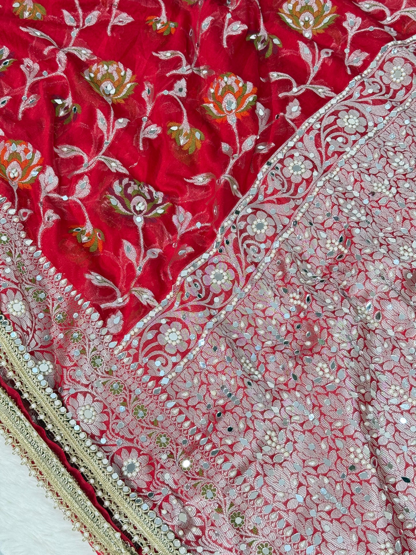 Banarasi Mirror Work Georgette Silk Saree