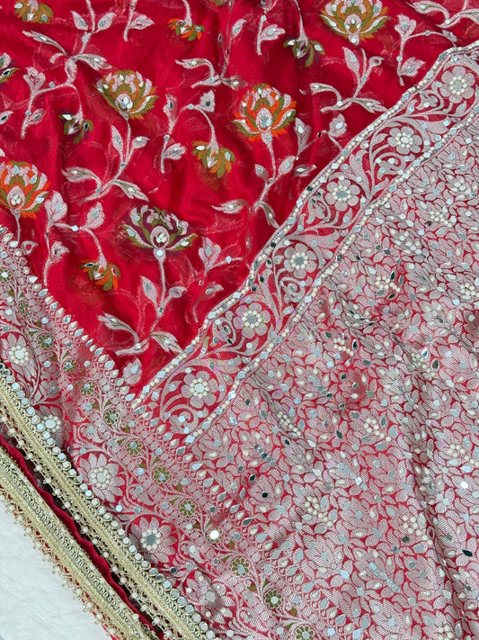 Banarasi Mirror Work Georgette Silk Saree