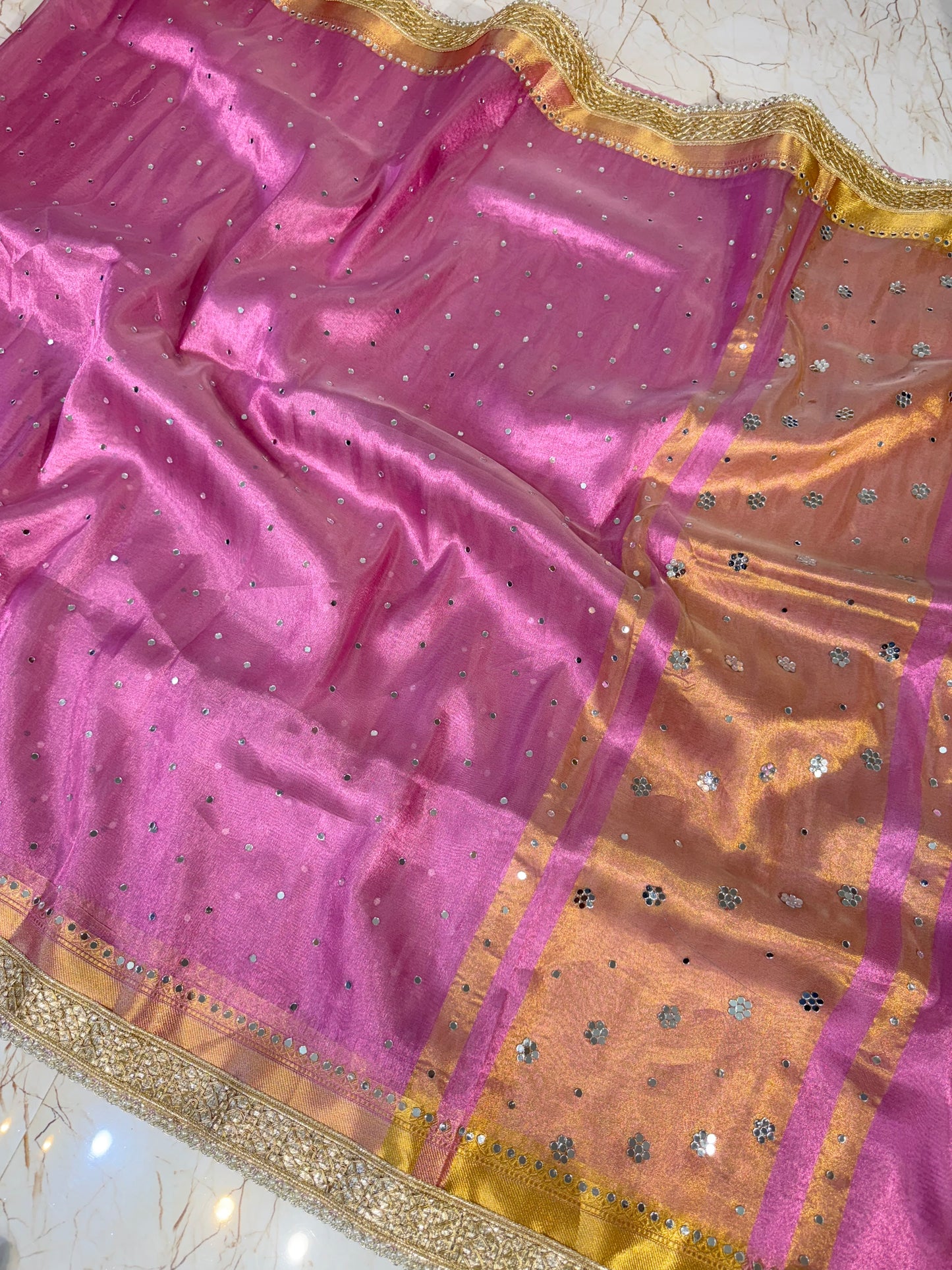 Banarasi Mirror Work Tissue Silk Saree