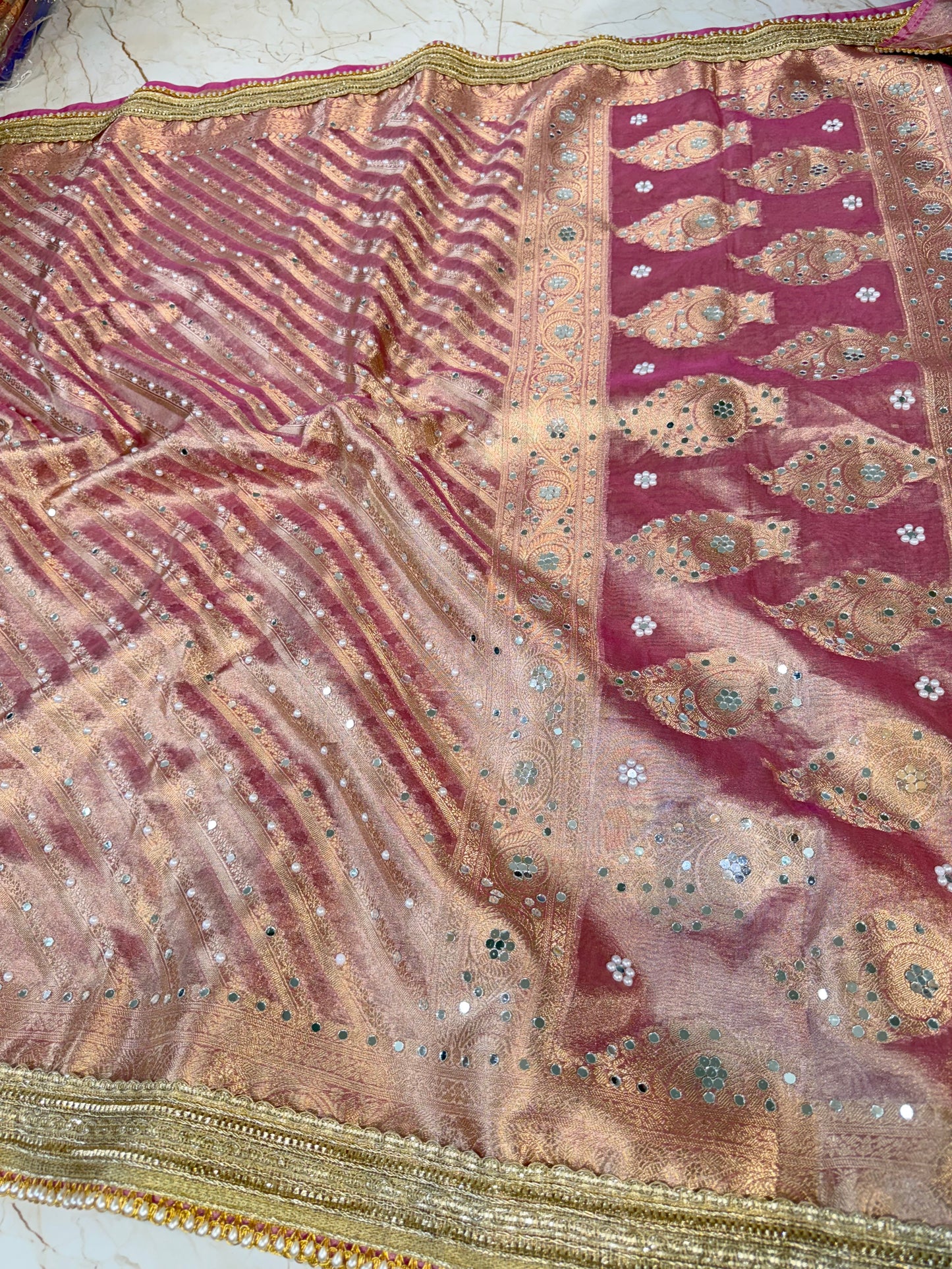 Banarasi Mirror Work Tissue Silk Saree