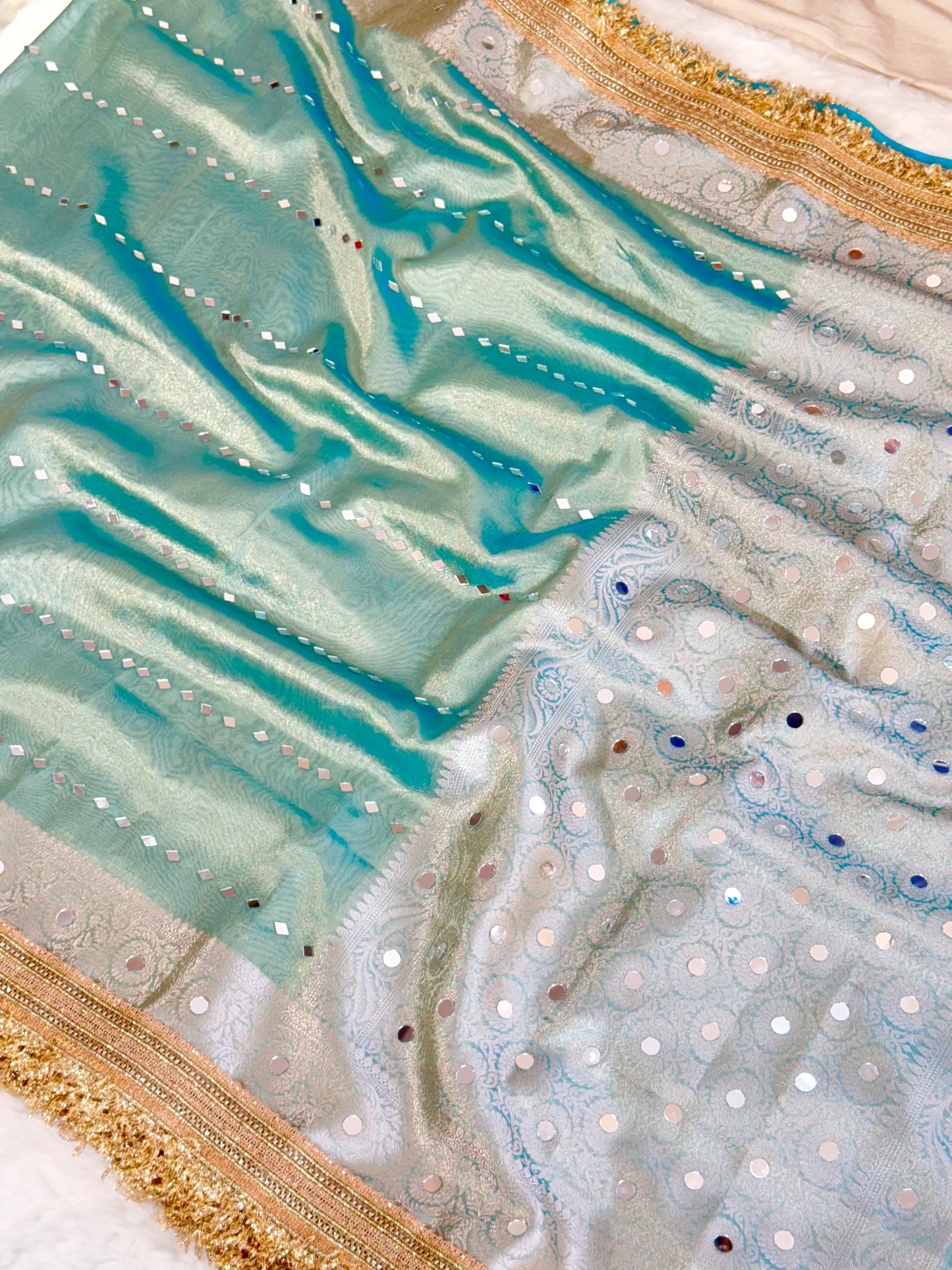 Banarasi Mirror Work Tissue Silk Saree