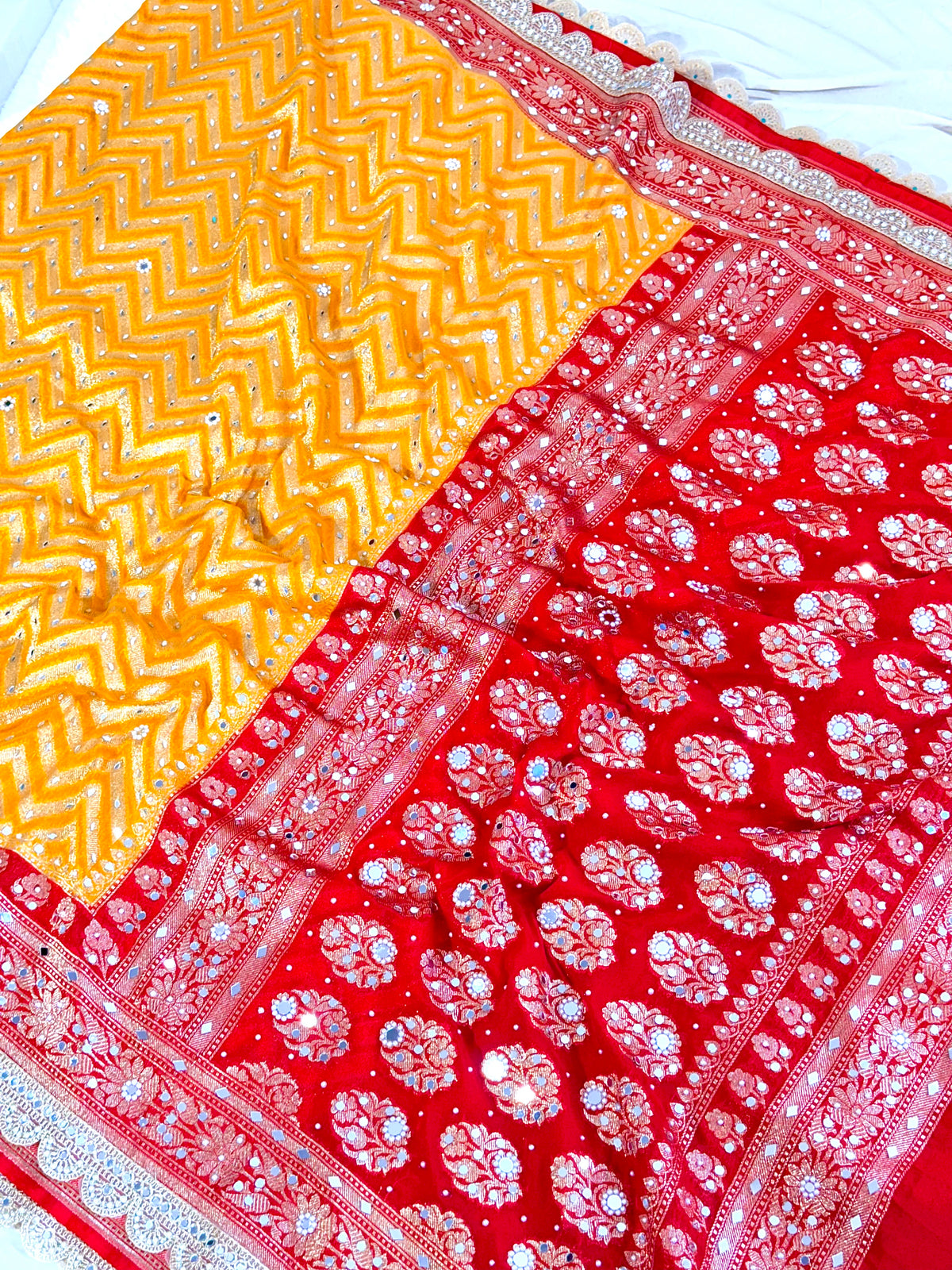 Banarasi Mirror Work Georgette Silk Saree