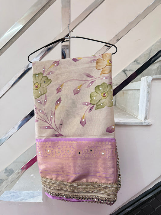 Banarasi Mirror Work Tissue Silk Saree