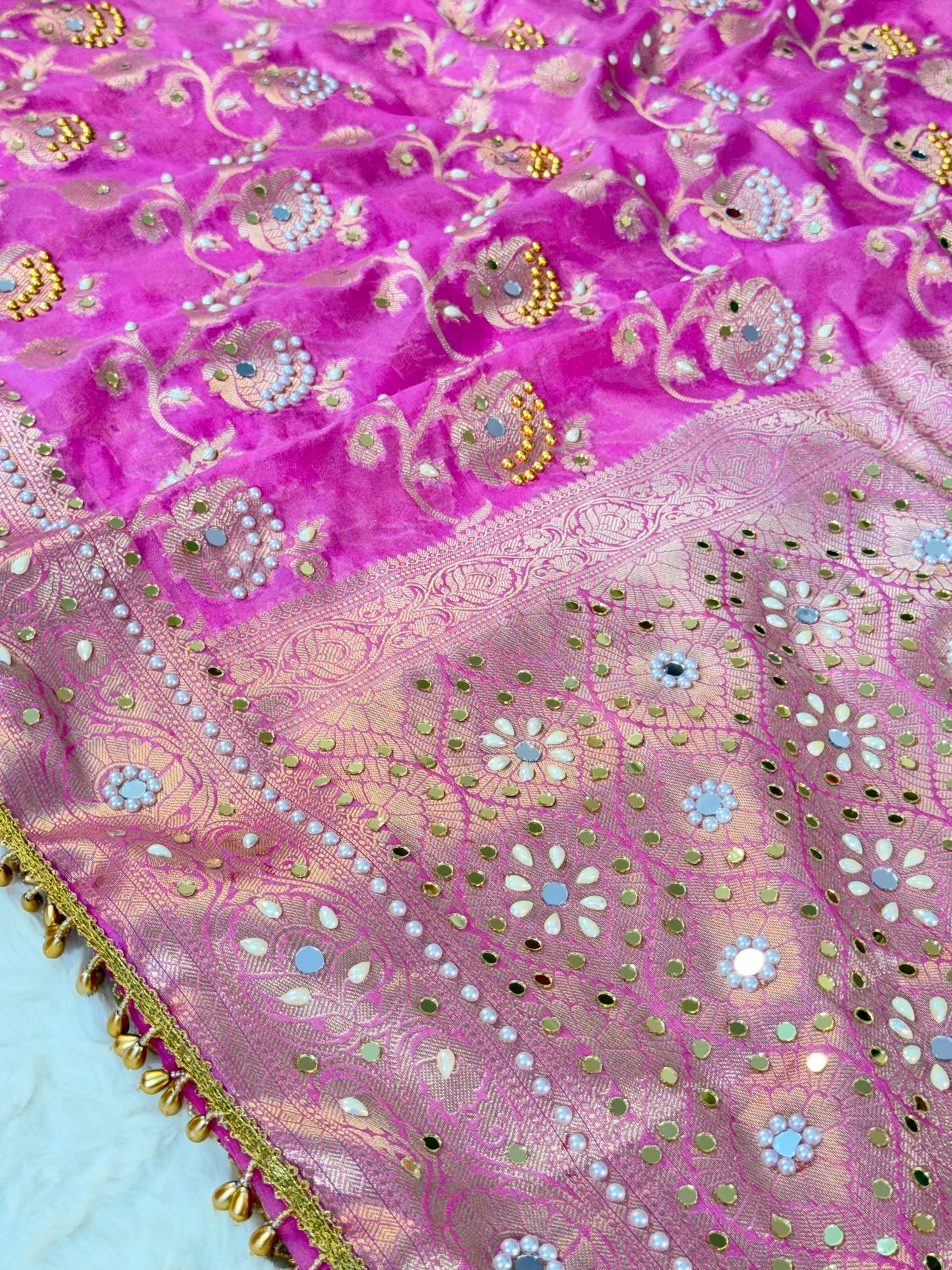 Banarasi Mirror Work Georgette Silk Saree
