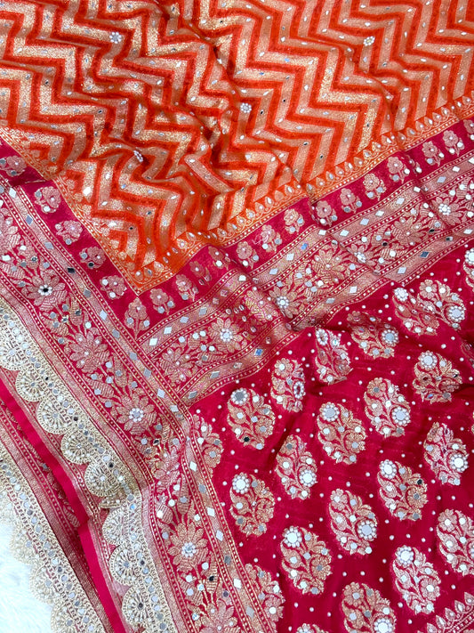 Banarasi Mirror Work Georgette Silk Saree