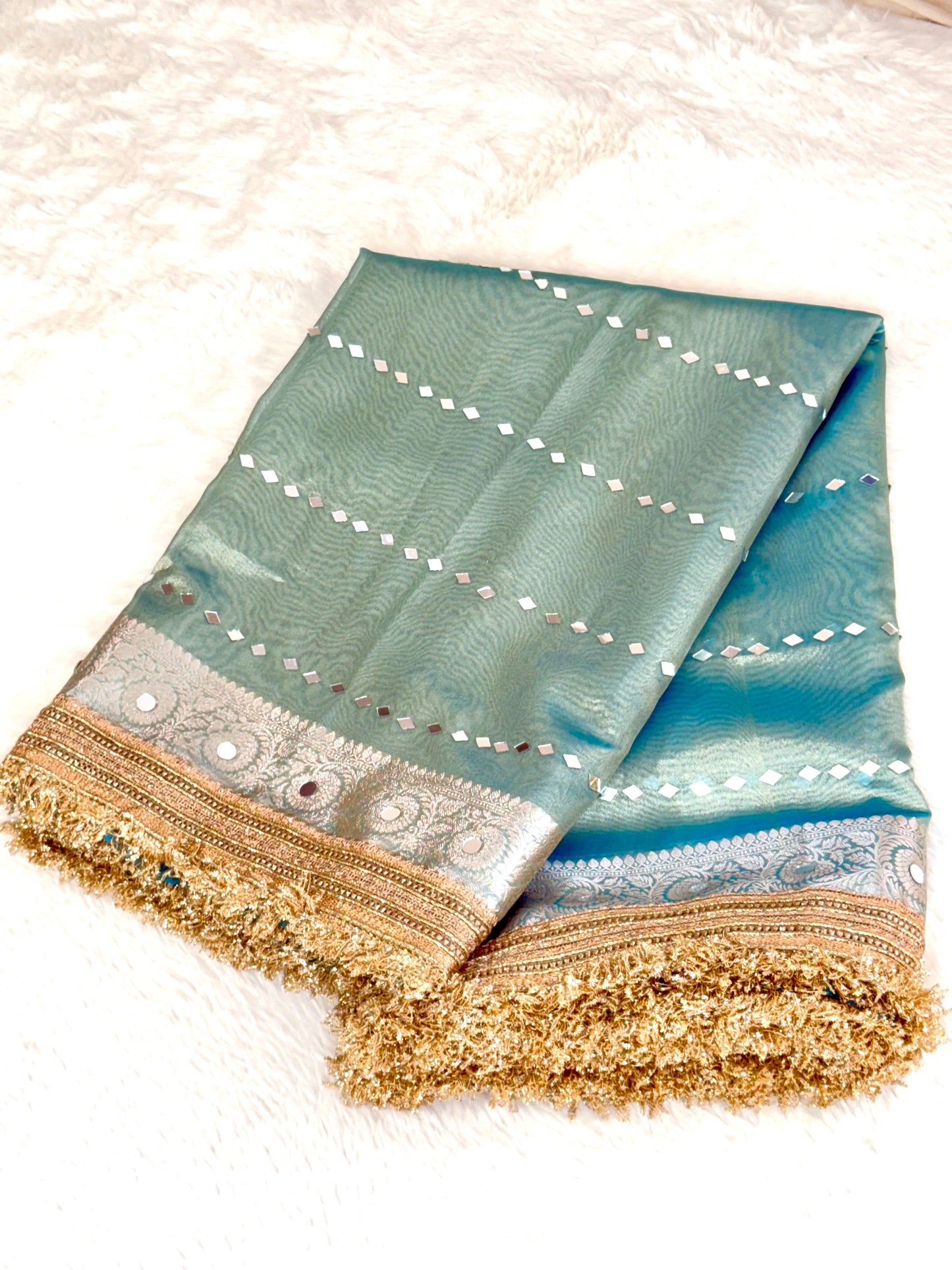 Banarasi Mirror Work Tissue Silk Saree