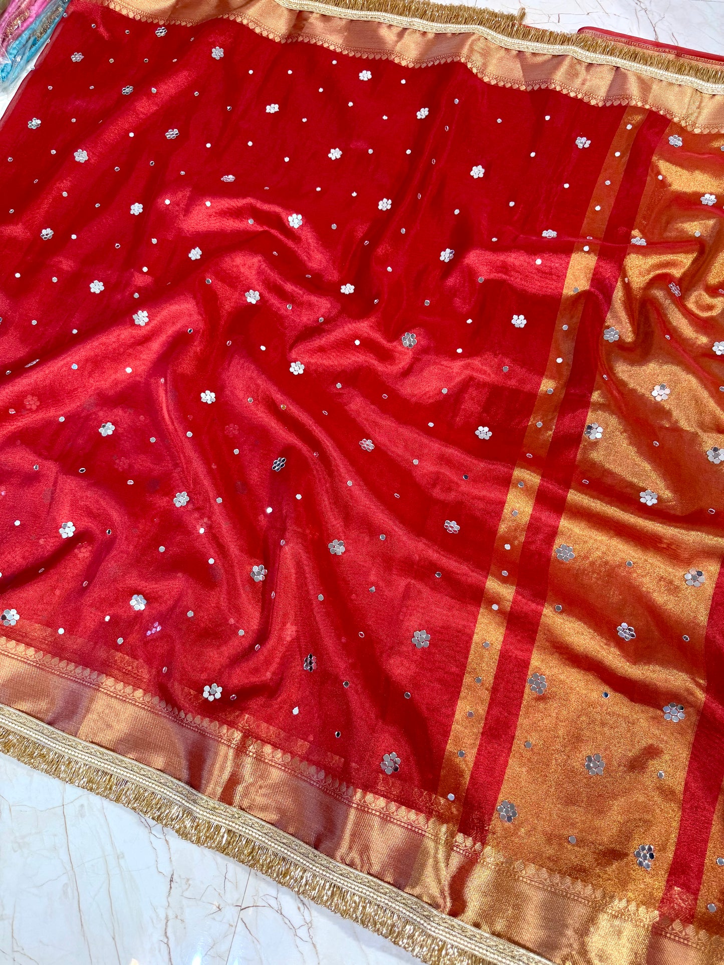 Banarasi Mirror Work Tissue Silk Saree