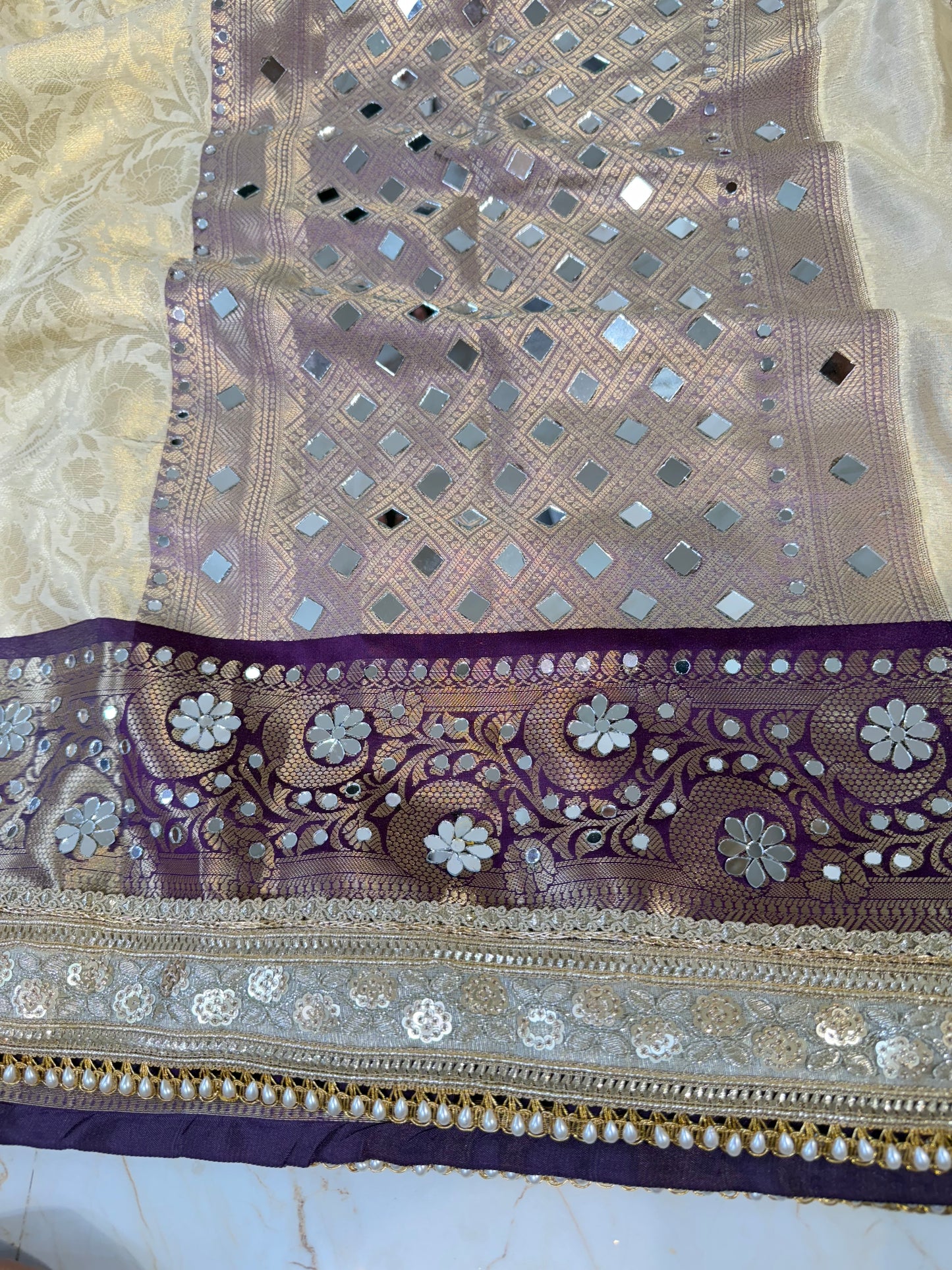 Banarasi Mirror Work Tissue Silk Saree