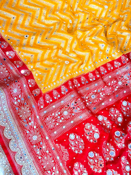Banarasi Mirror Work Georgette Silk Saree