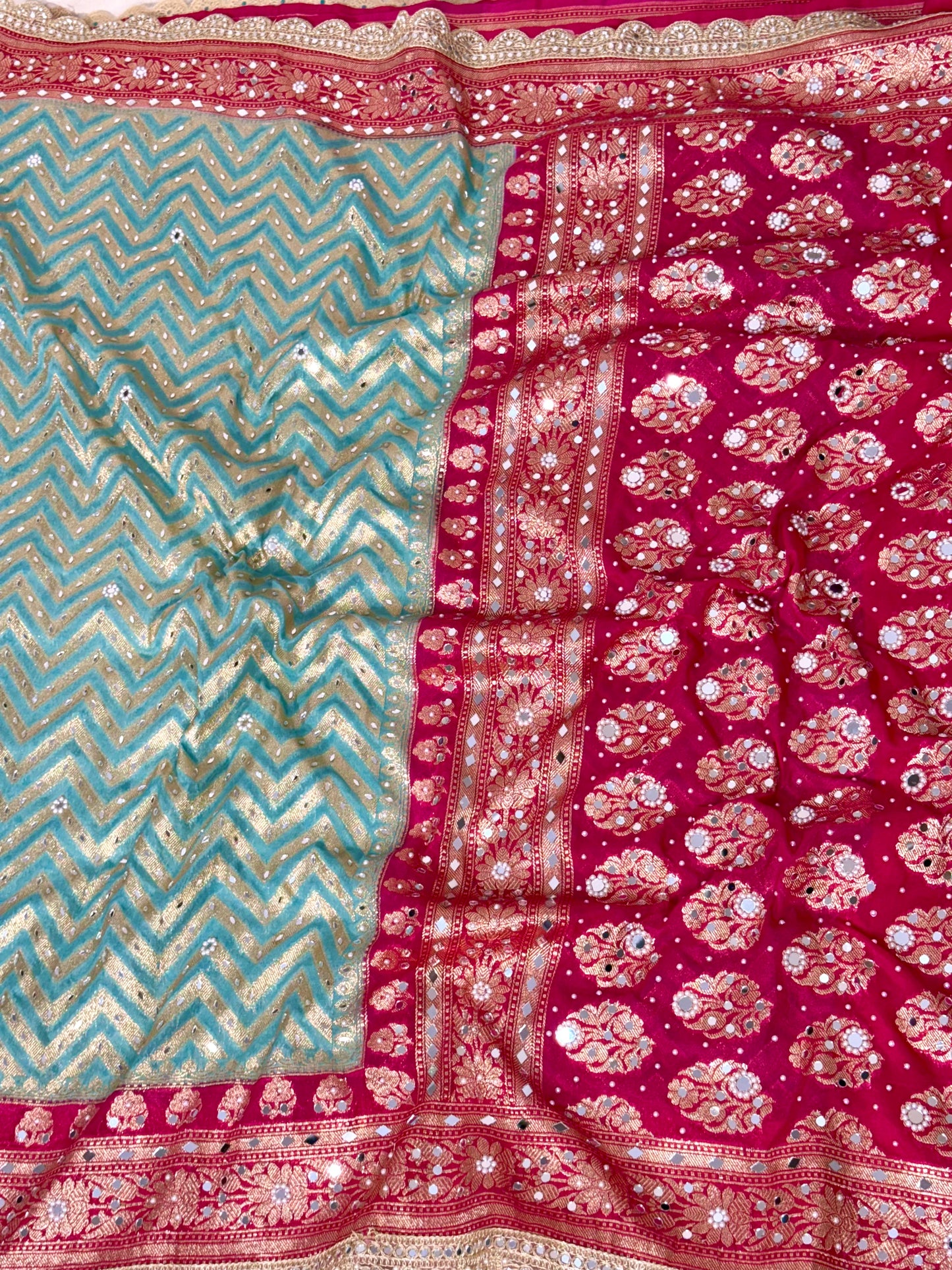 Banarasi Mirror Work Georgette Silk Saree