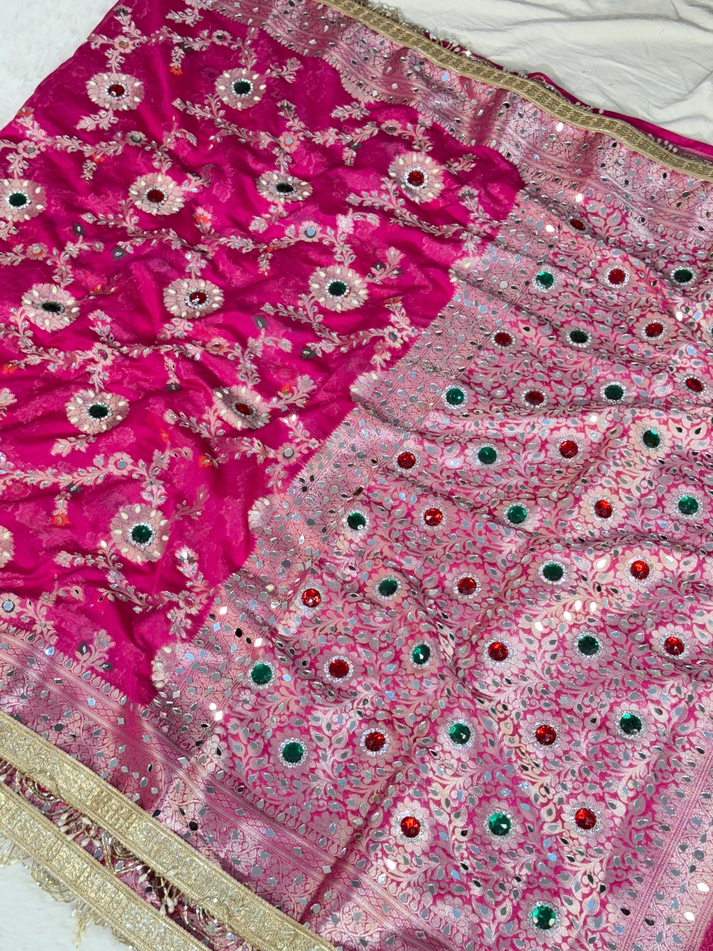 Banarasi Mirror Work Georgette Silk Saree