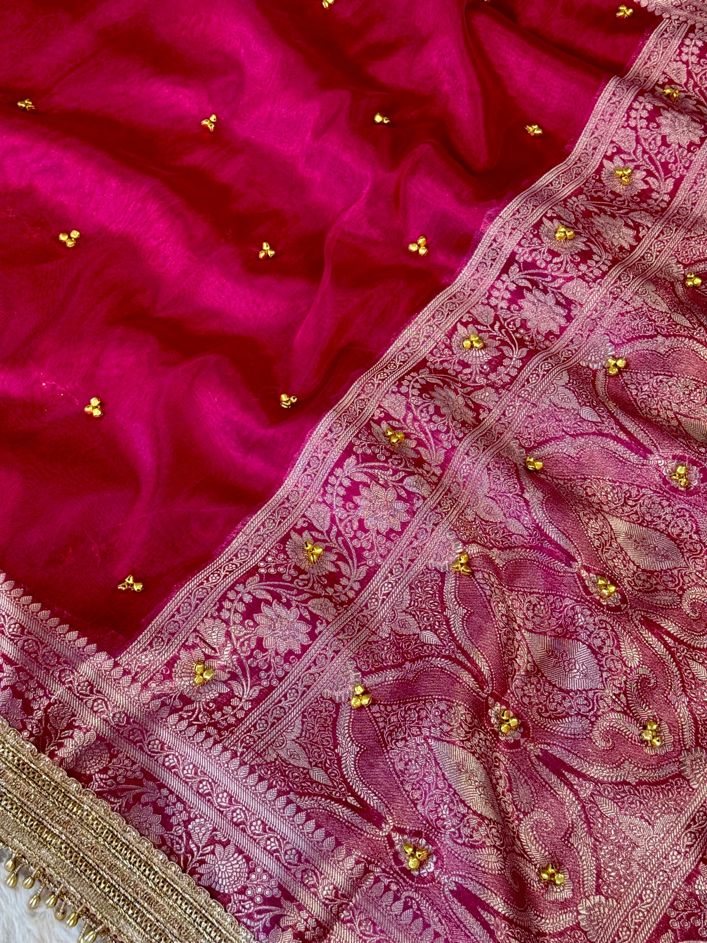 Banarasi Ghunghru Work Tissue Silk Saree