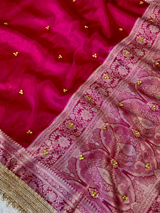 Banarasi Ghunghru Work Tissue Silk Saree