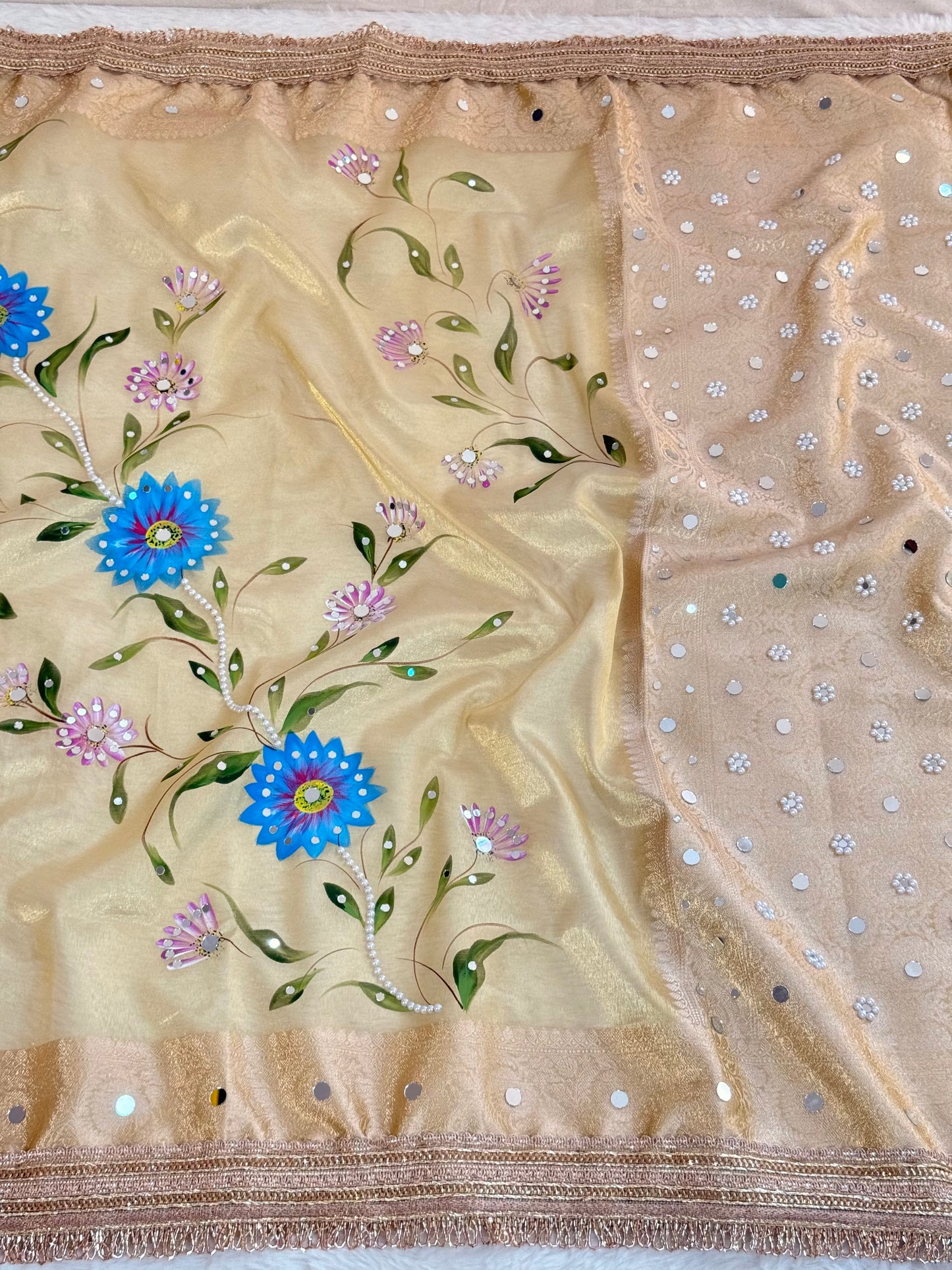Banarasi Mirror Work Tissue Silk Saree