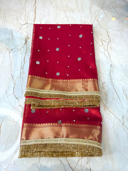 Banarasi Mirror Work Tissue Silk Saree