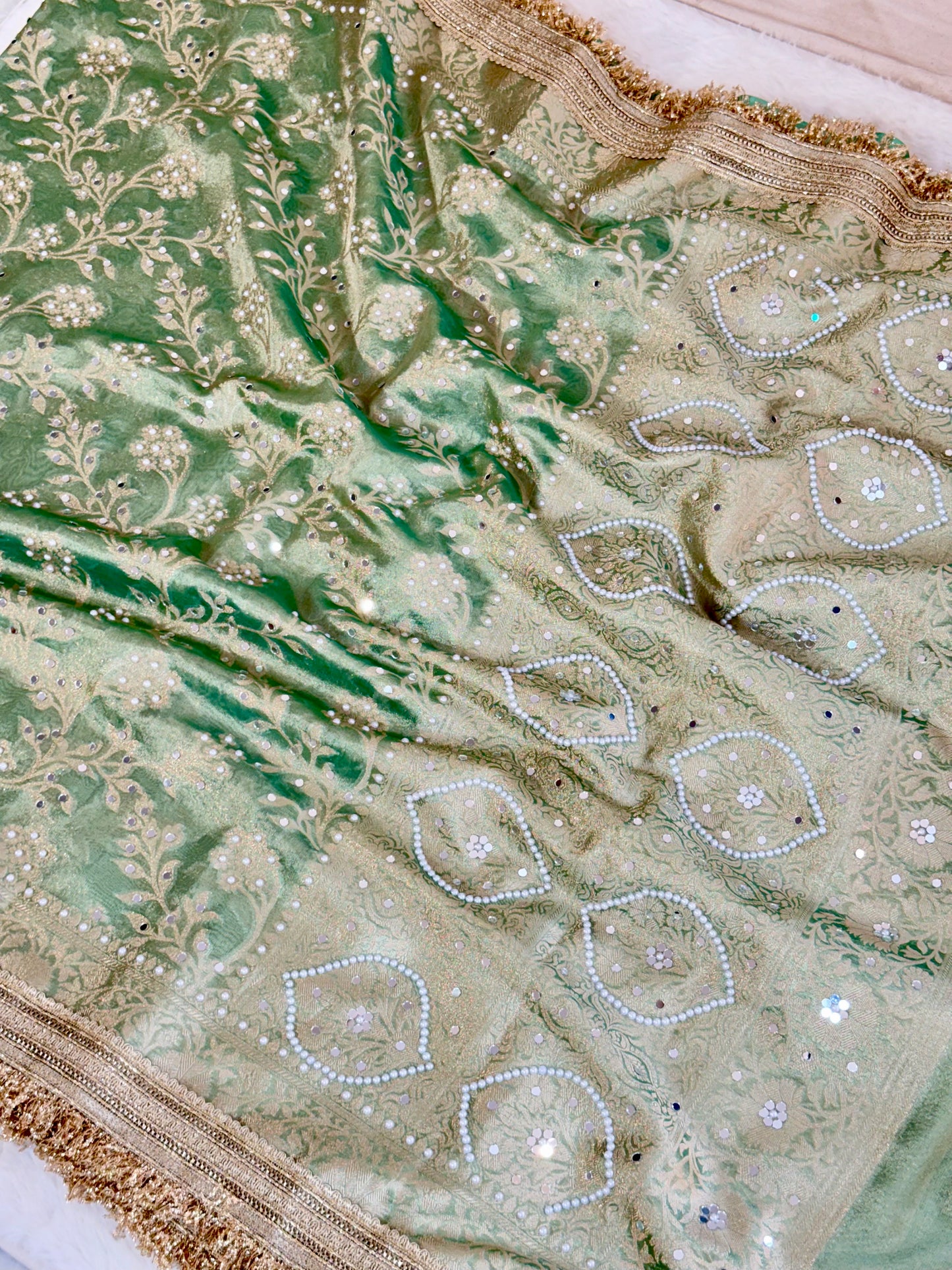 Banarasi Mirror Work Tissue Silk Saree