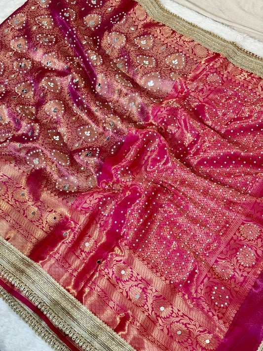 Banarasi Mirror Work Tissue Silk Saree