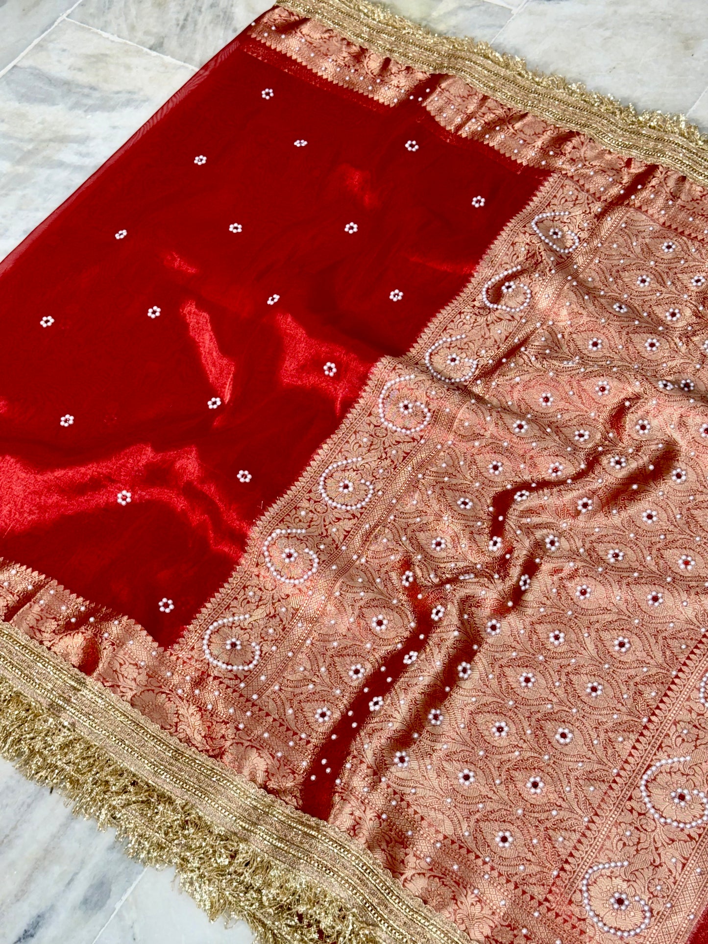 Banarasi Beads Work Tissue Silk Saree