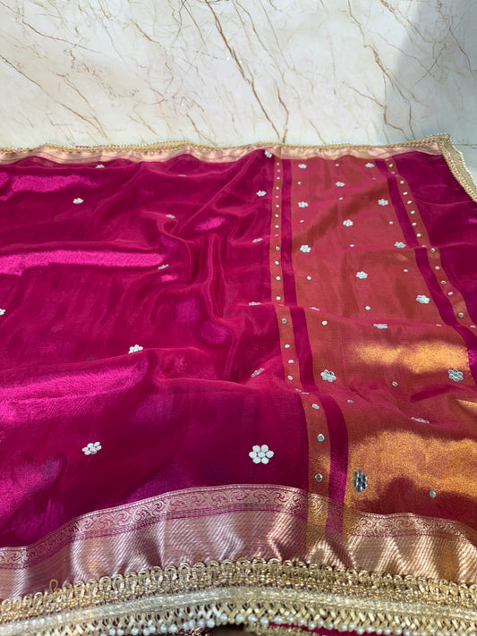 Banarasi Mirror Work Tissue Silk Saree