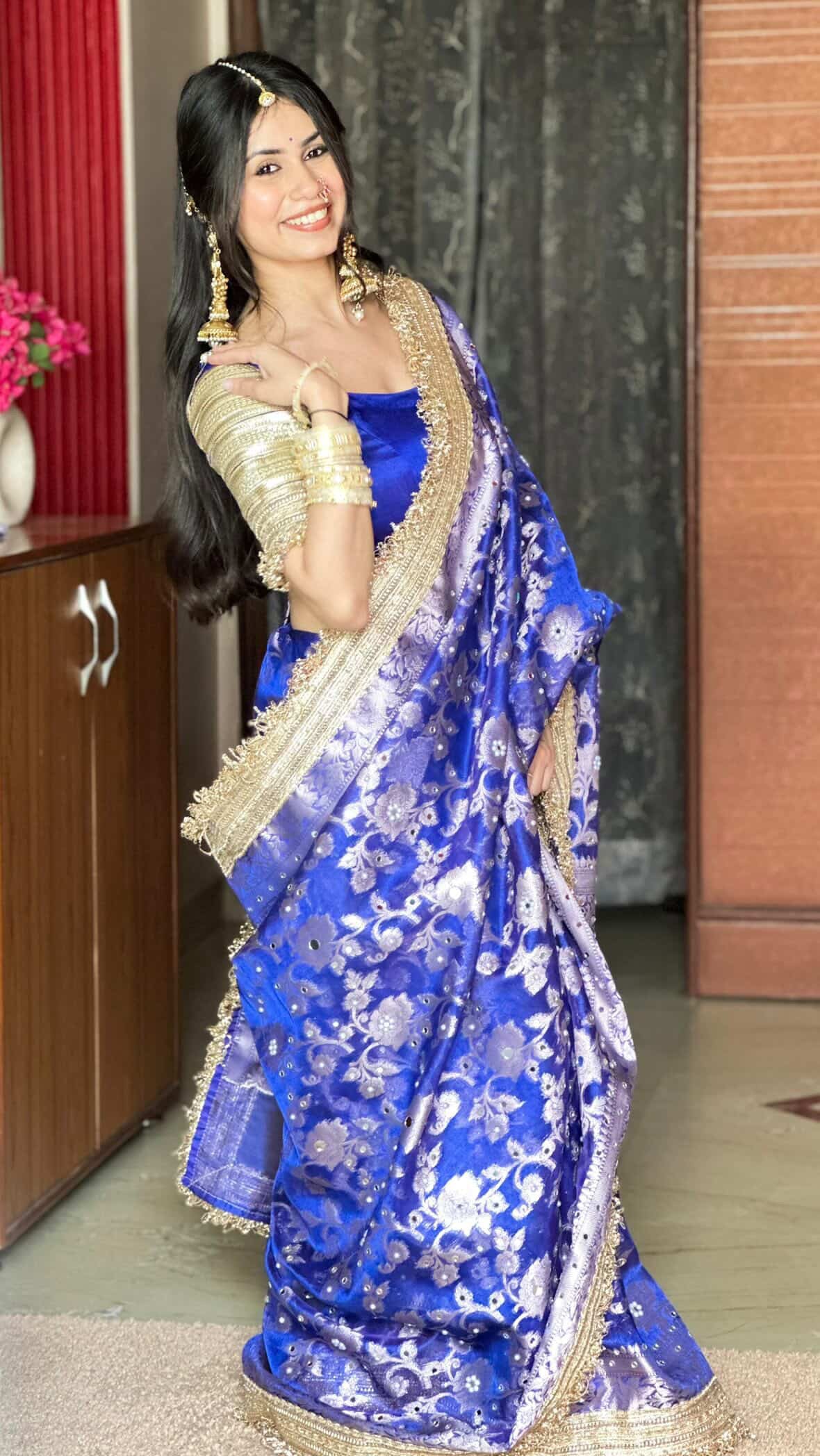 Banarasi Mirror Work Tissue Silk Saree