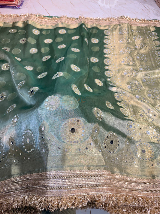 Banarasi Mirror Work Tissue Silk Saree