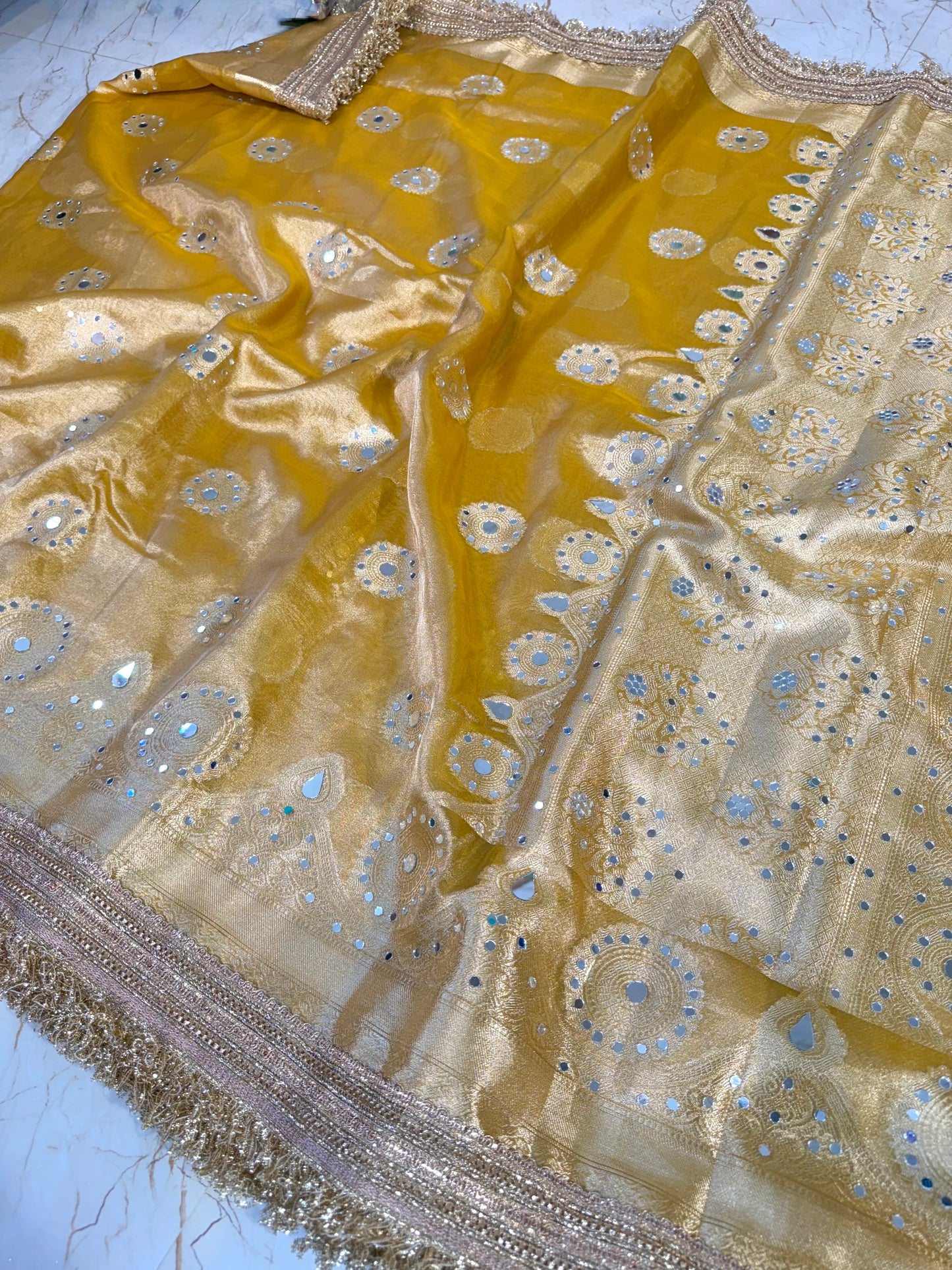 Banarasi Mirror Work Tissue Silk Saree
