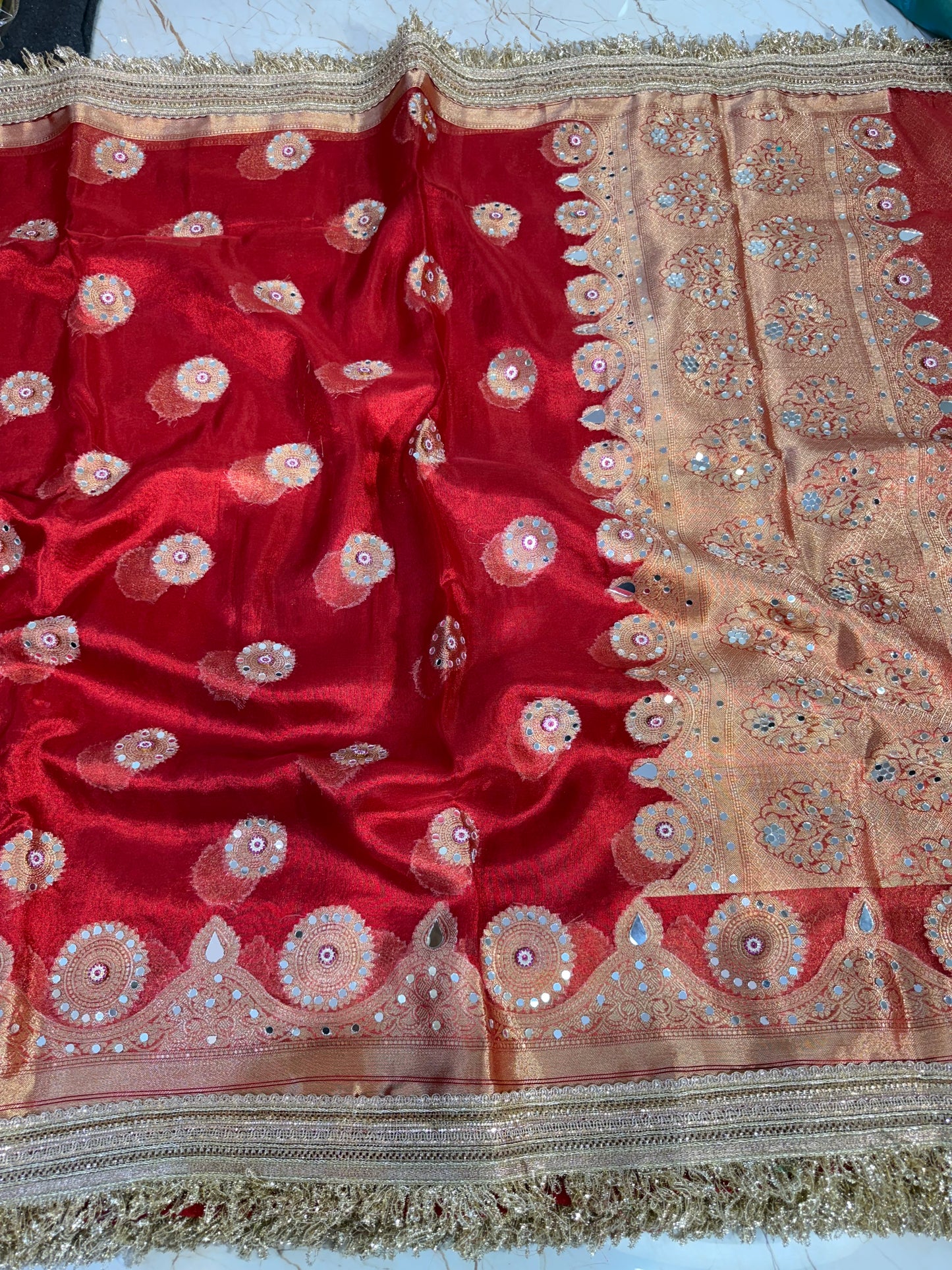 Banarasi Mirror Work Tissue Silk Saree