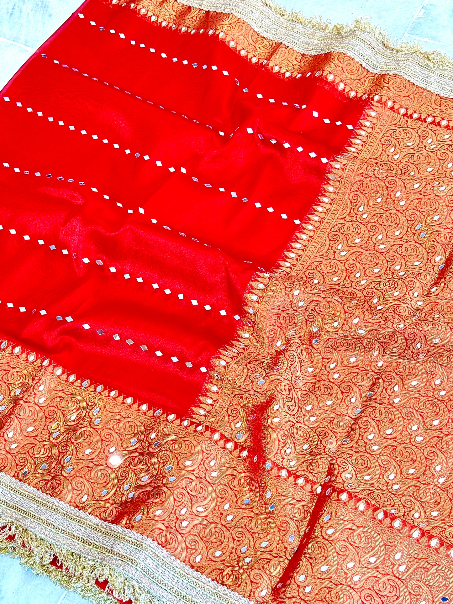 Banarasi Mirror Work Tissue Silk Saree