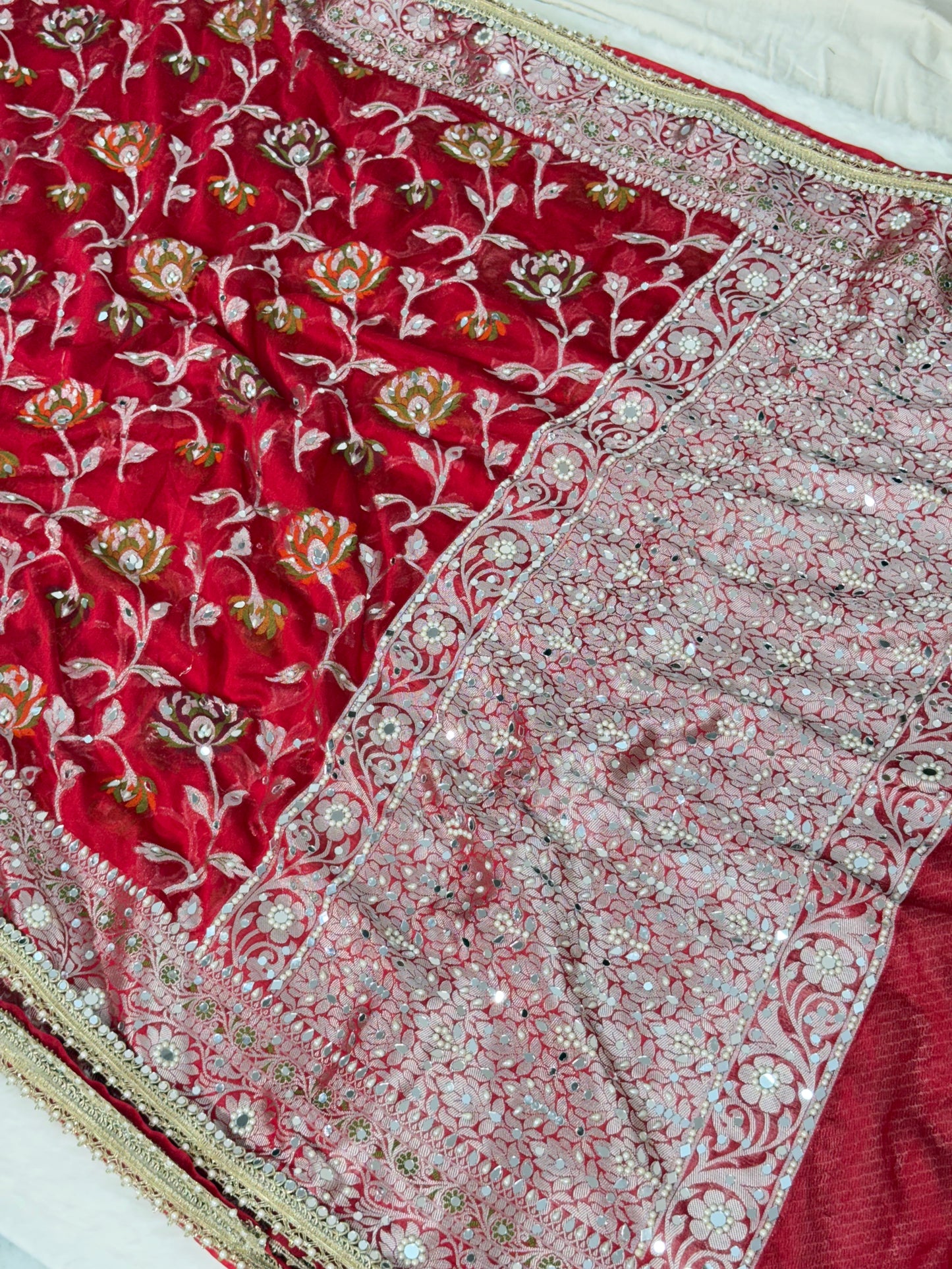 Banarasi Mirror Work Georgette Silk Saree