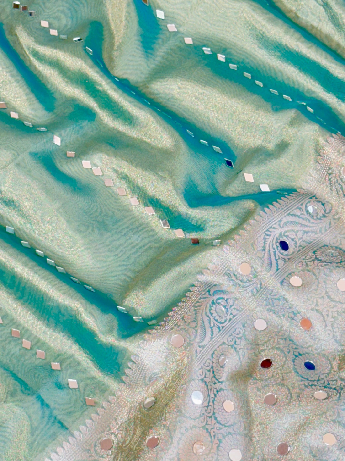 Banarasi Mirror Work Tissue Silk Saree