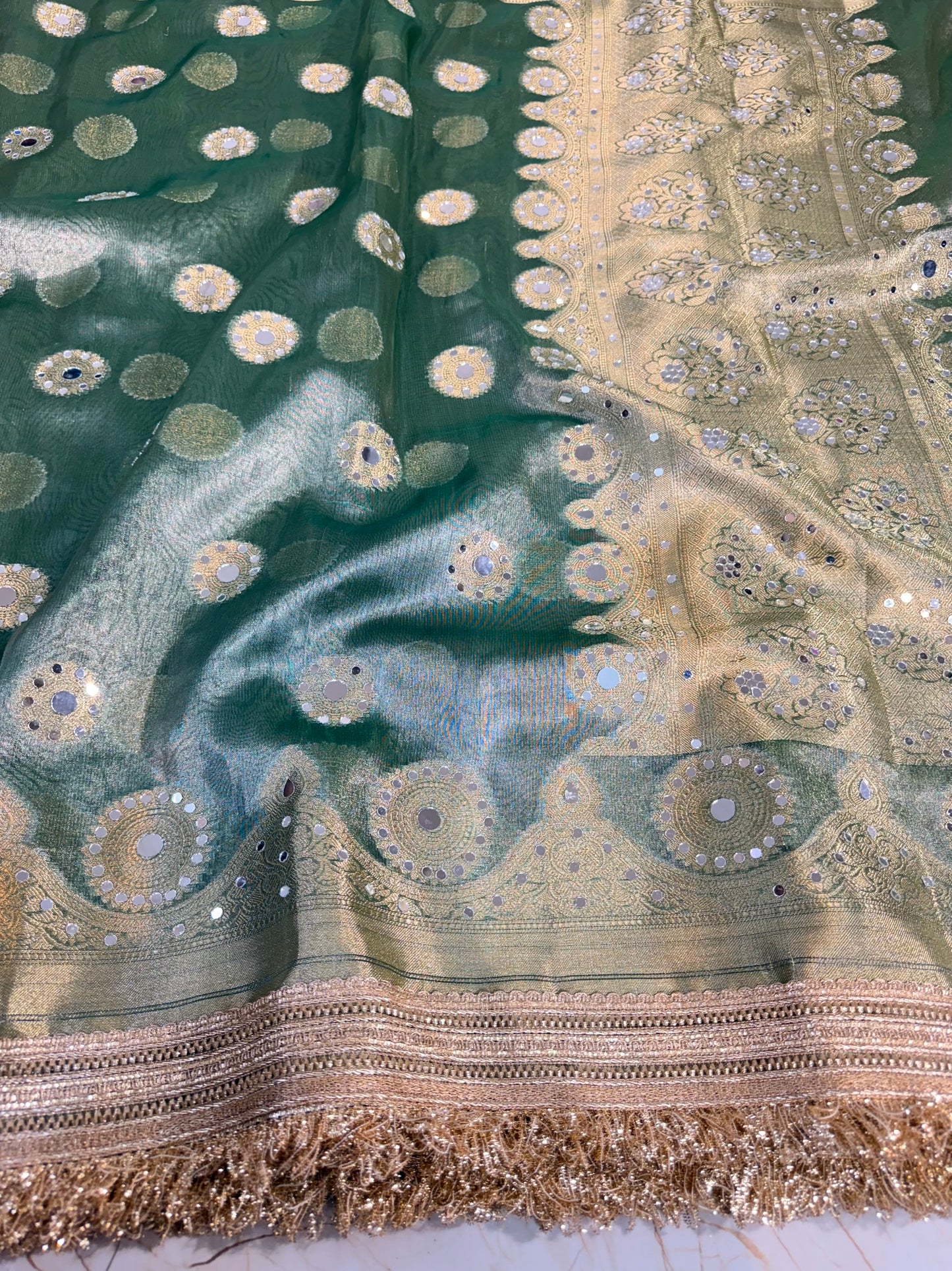 Banarasi Mirror Work Tissue Silk Saree