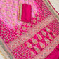 Banarasi Ghunghru and Mirror Work Bandhej Soft Silk Saree