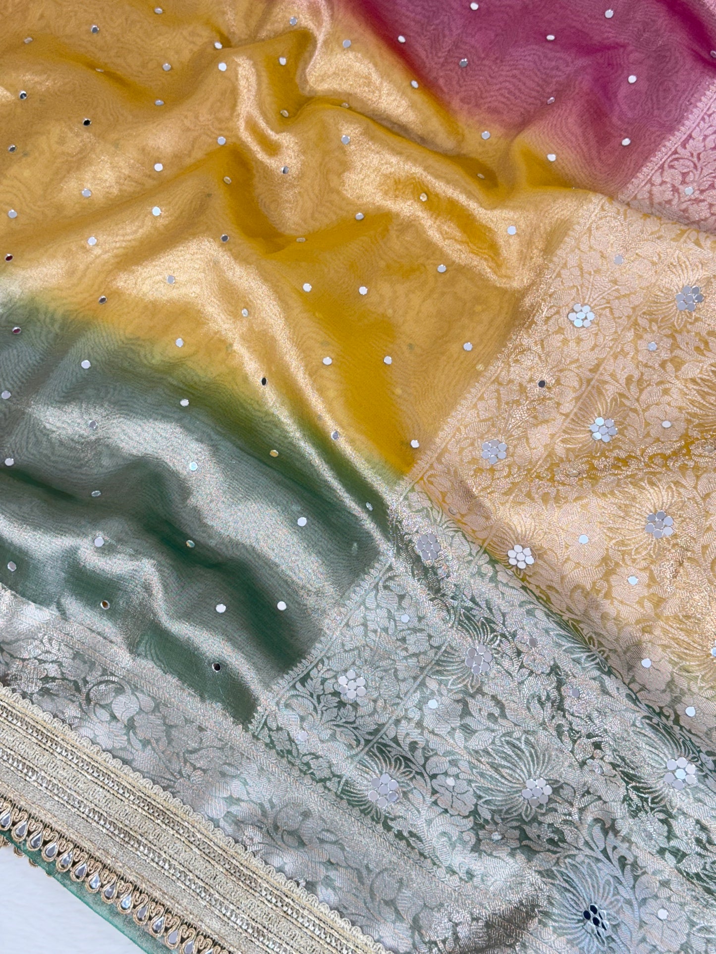 Banarasi Mirror Work Tissue Silk Saree