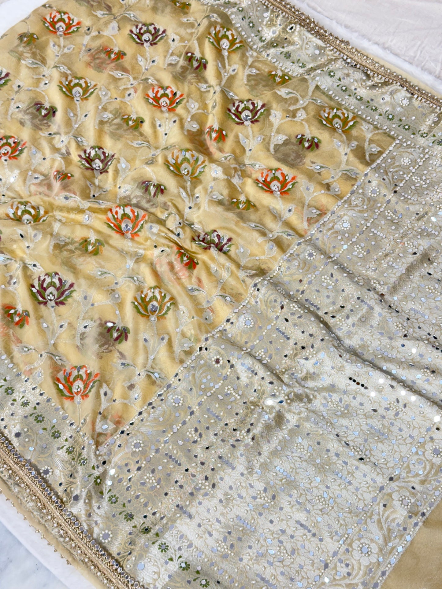 Banarasi Mirror Work Georgette Silk Saree