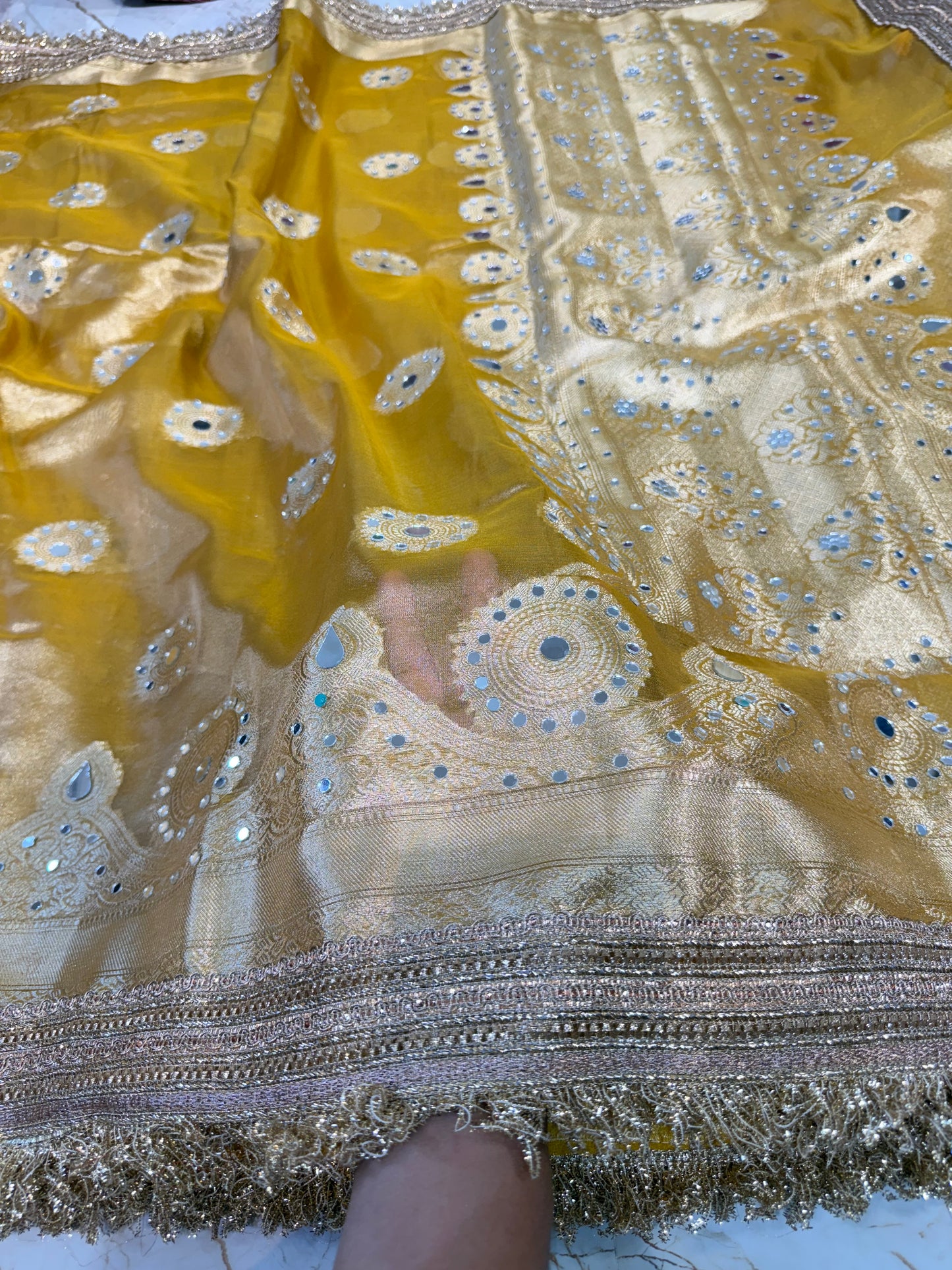 Banarasi Mirror Work Tissue Silk Saree