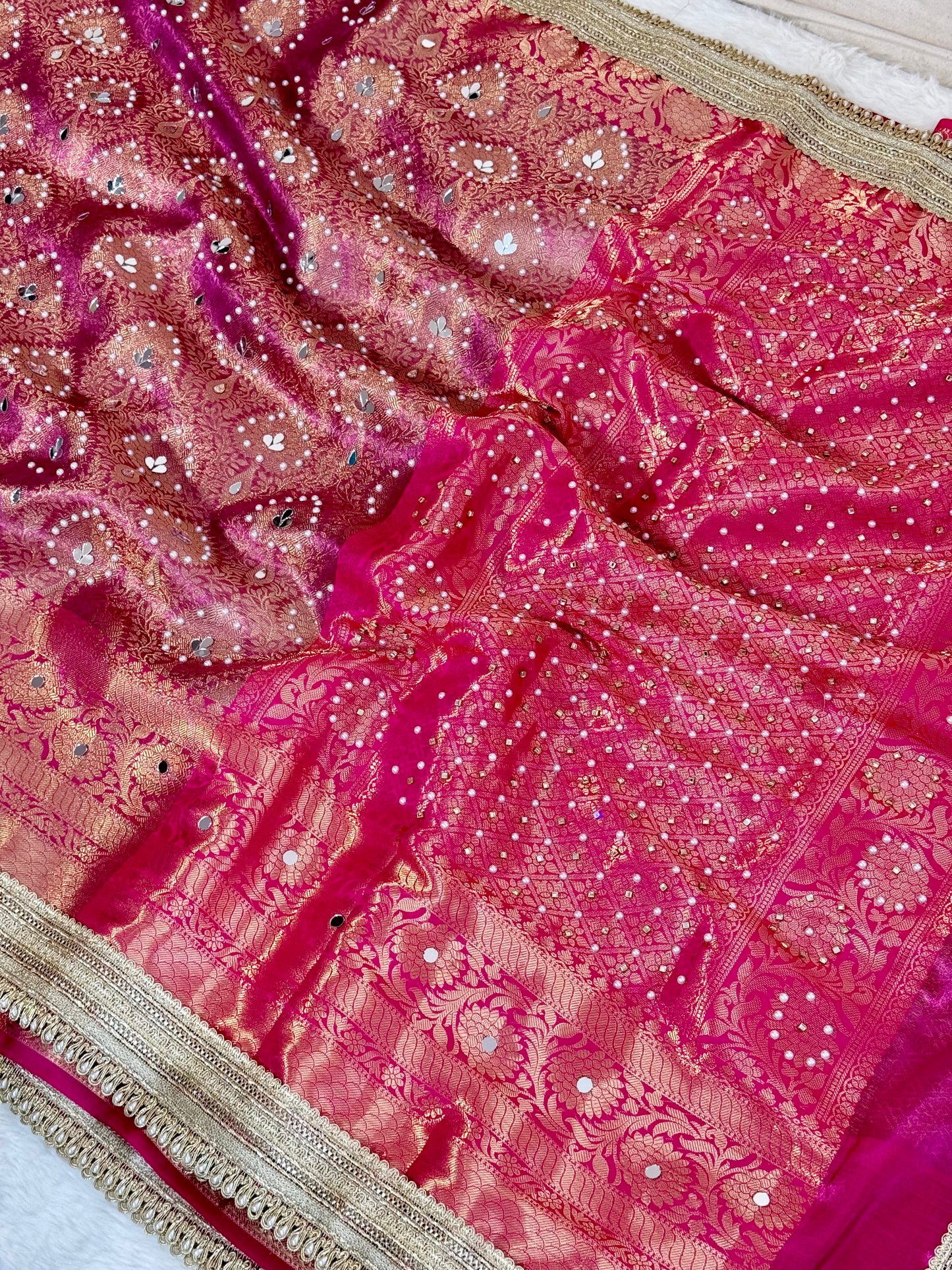 Banarasi Mirror Work Tissue Silk Saree