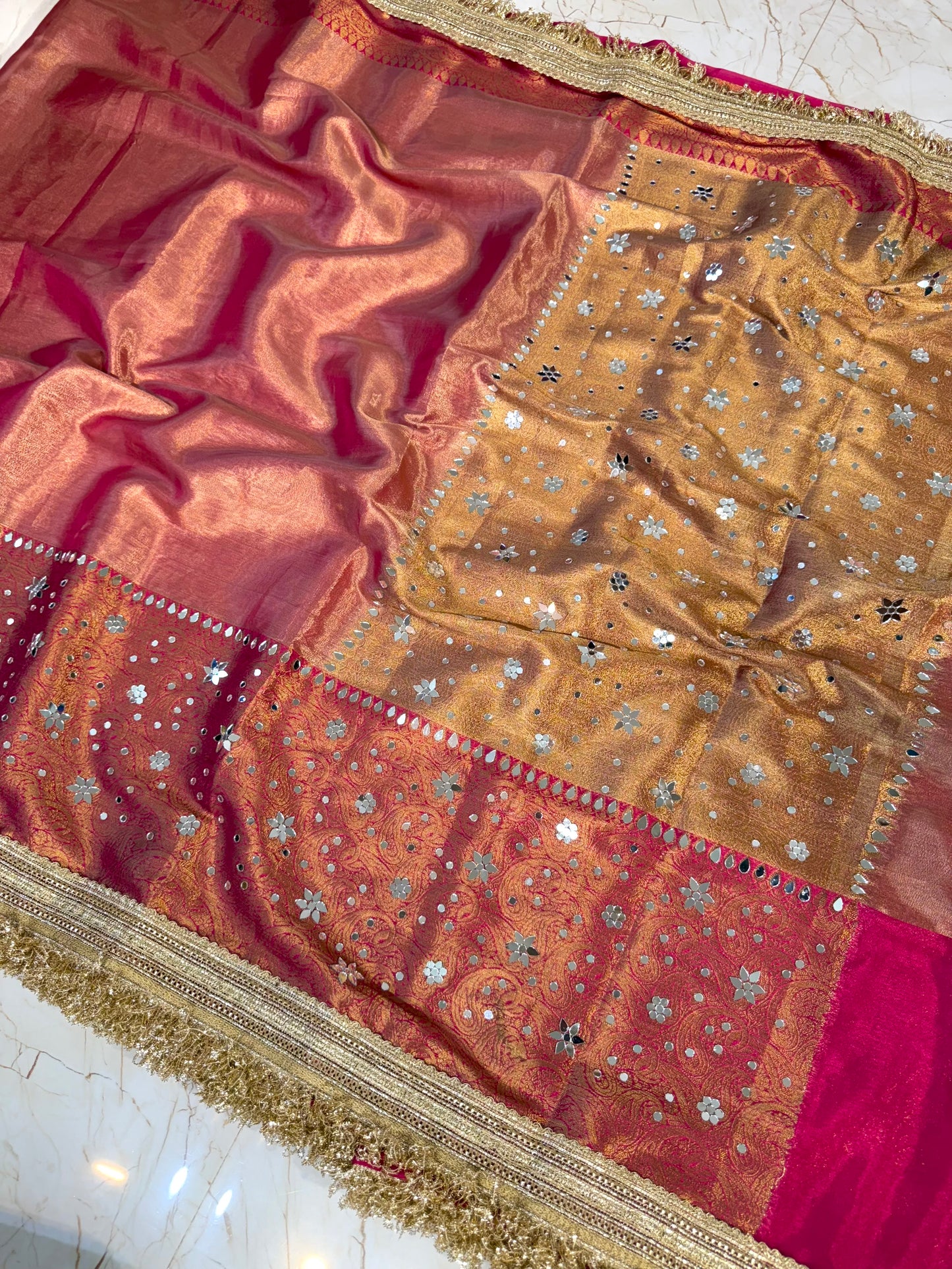 Banarasi Mirror Work Tissue Silk Saree
