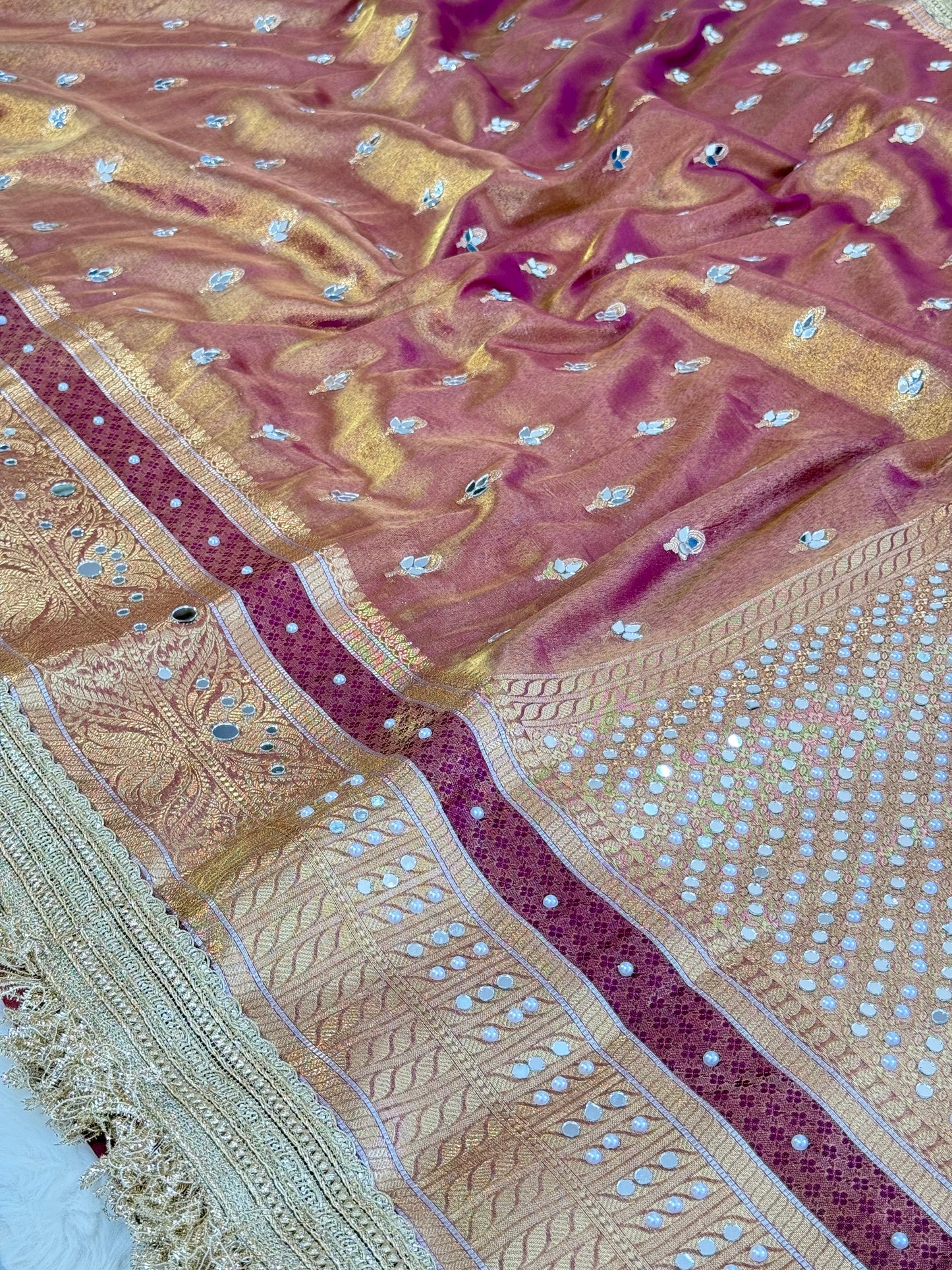 Banarasi Mirror Work Tissue Silk Saree